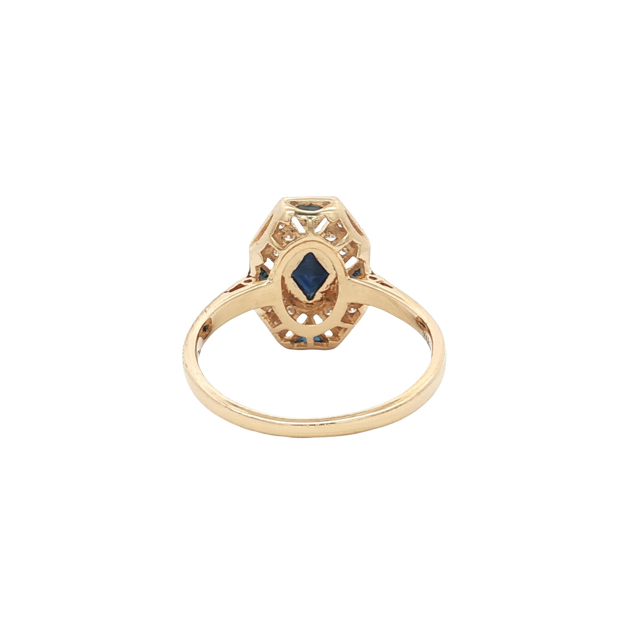 Gouden ring met saffier en diamant 14 kt