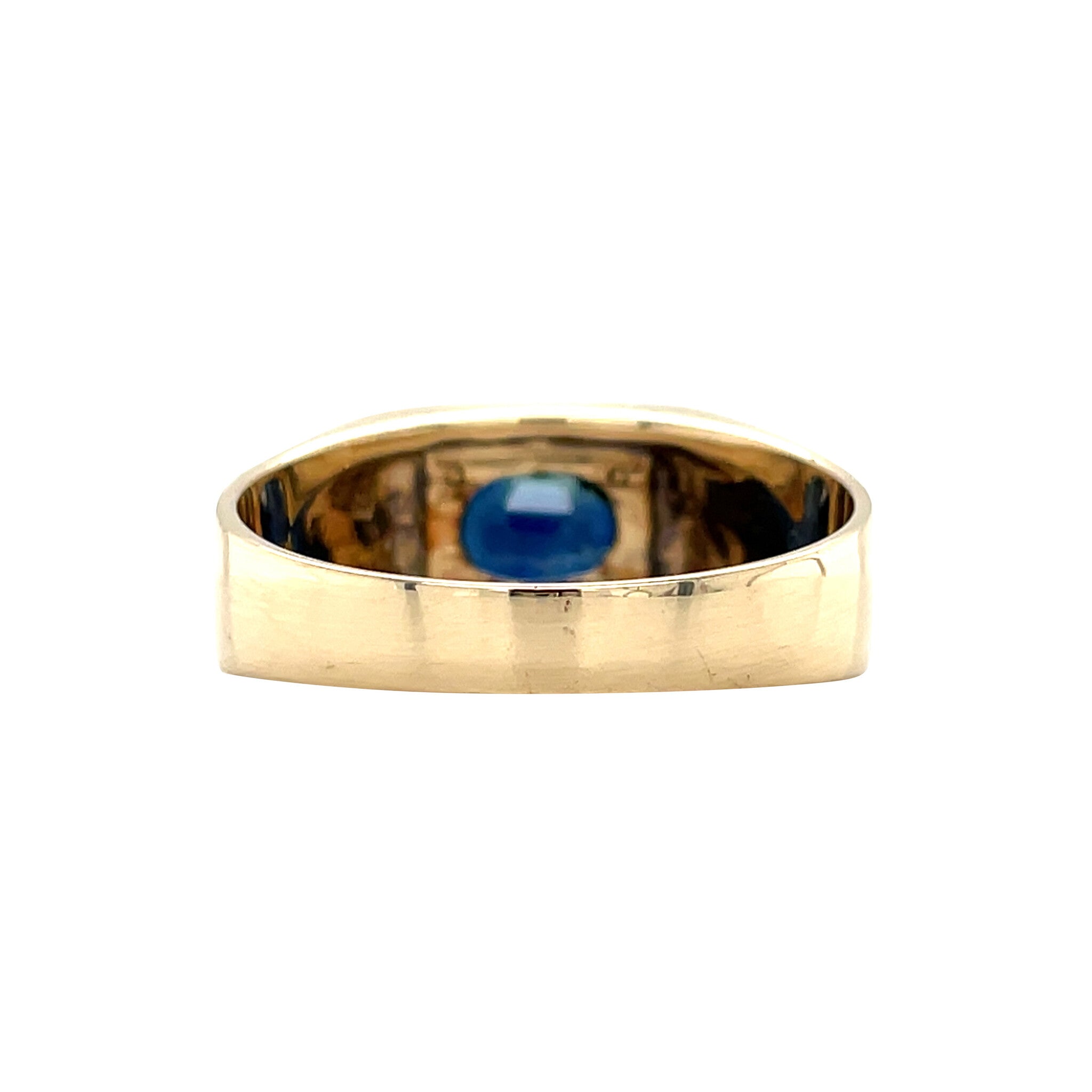 Gold vintage signet ring with sapphire 14 carat