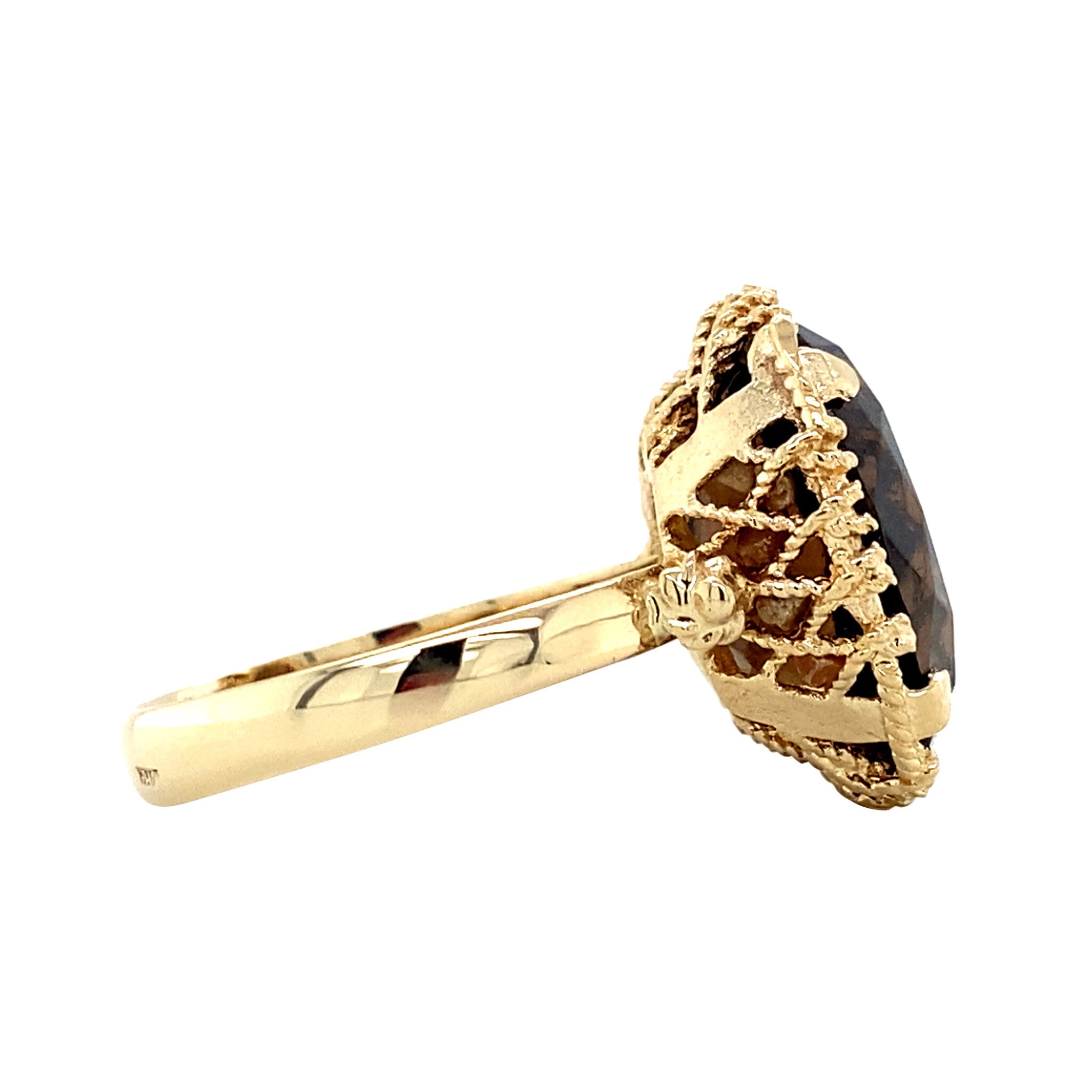 Gouden ring met kleursteen 14 krt