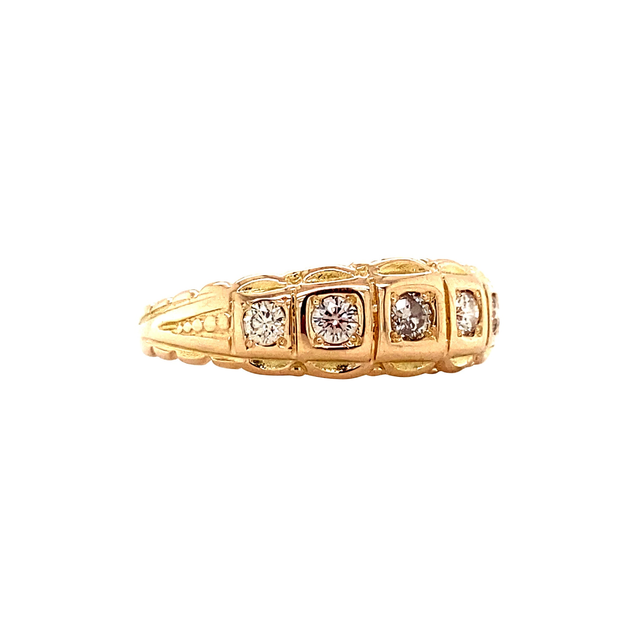 Roségouden rijring met diamant 14 krt