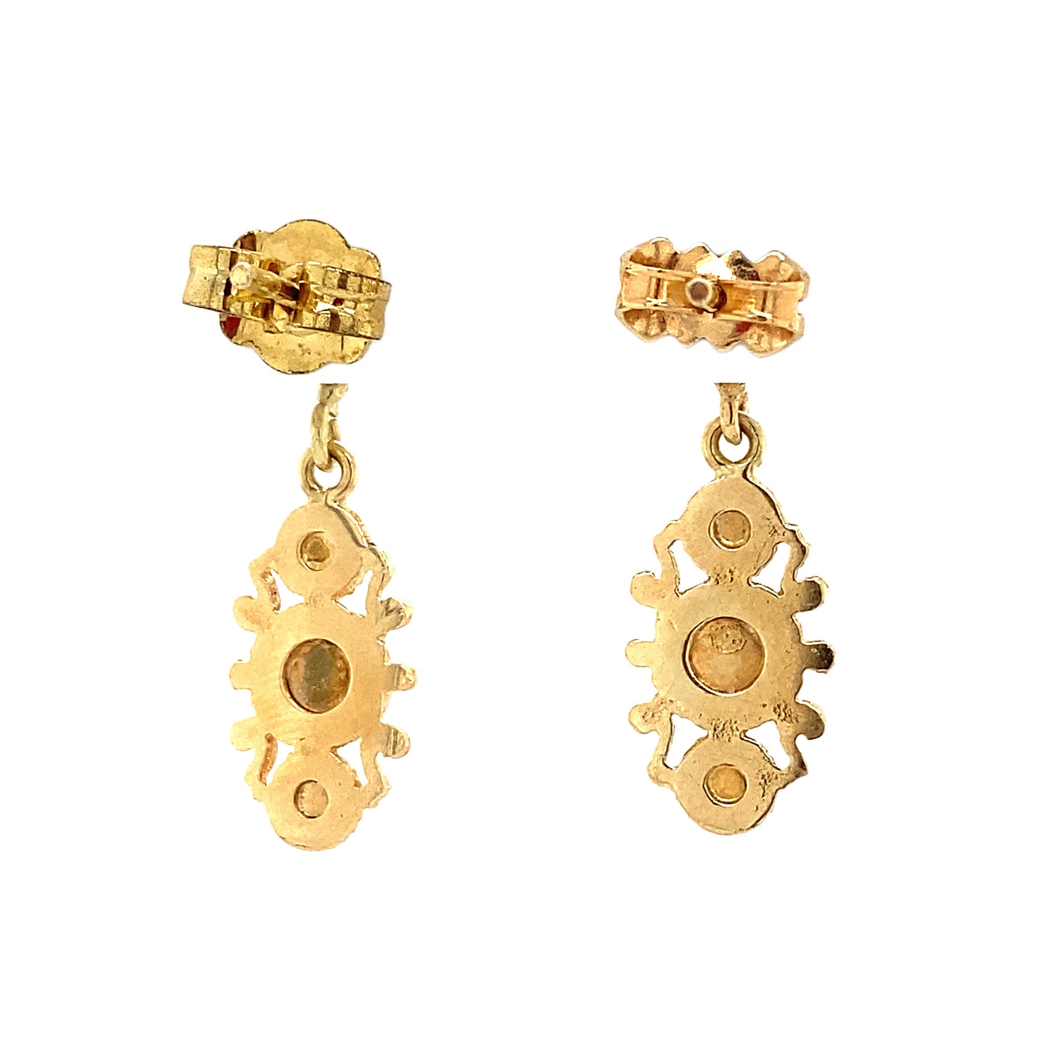 Gouden oorhangers met bloedkoraal 14 krt