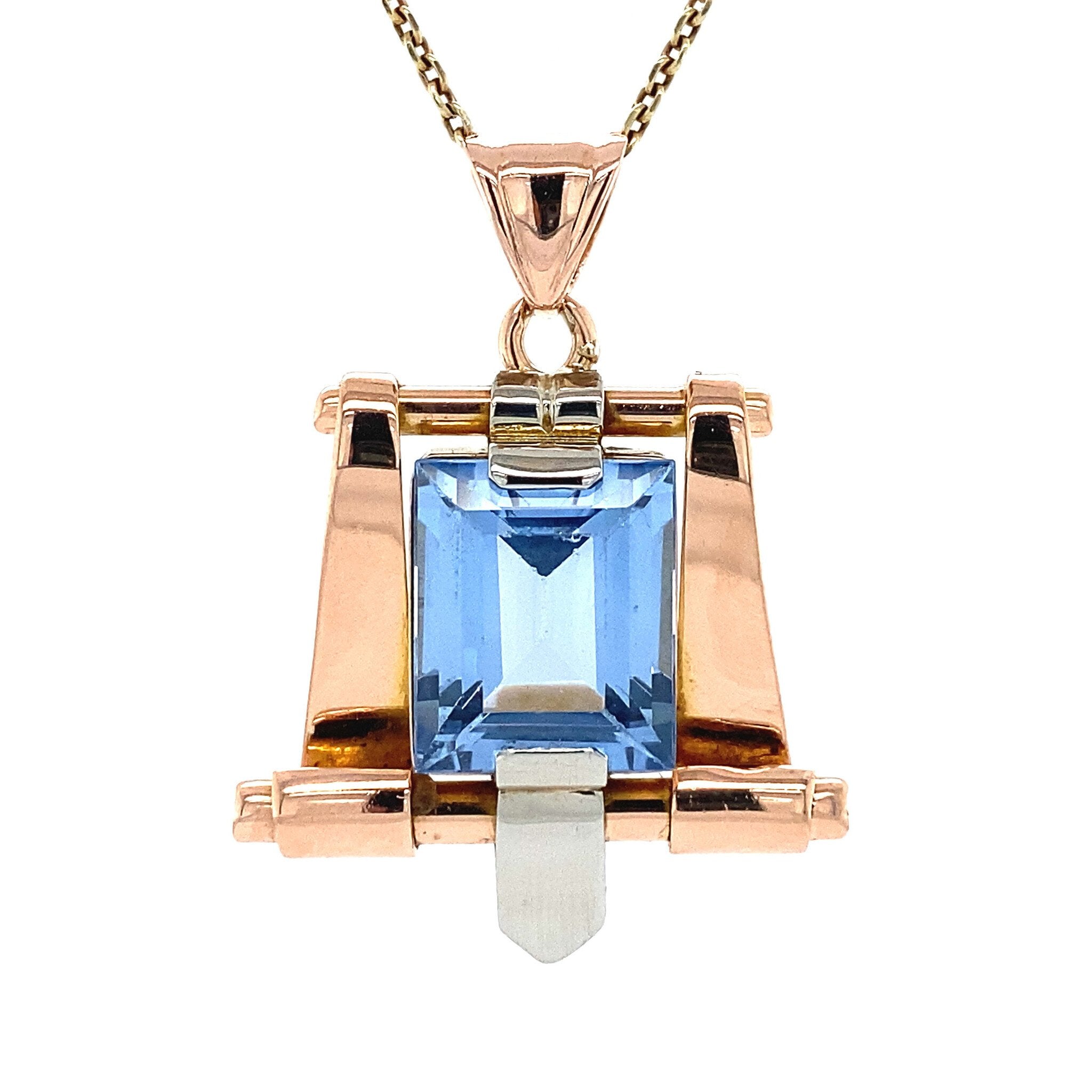 Tricolour gouden hanger met blauwe spinel 14 krt