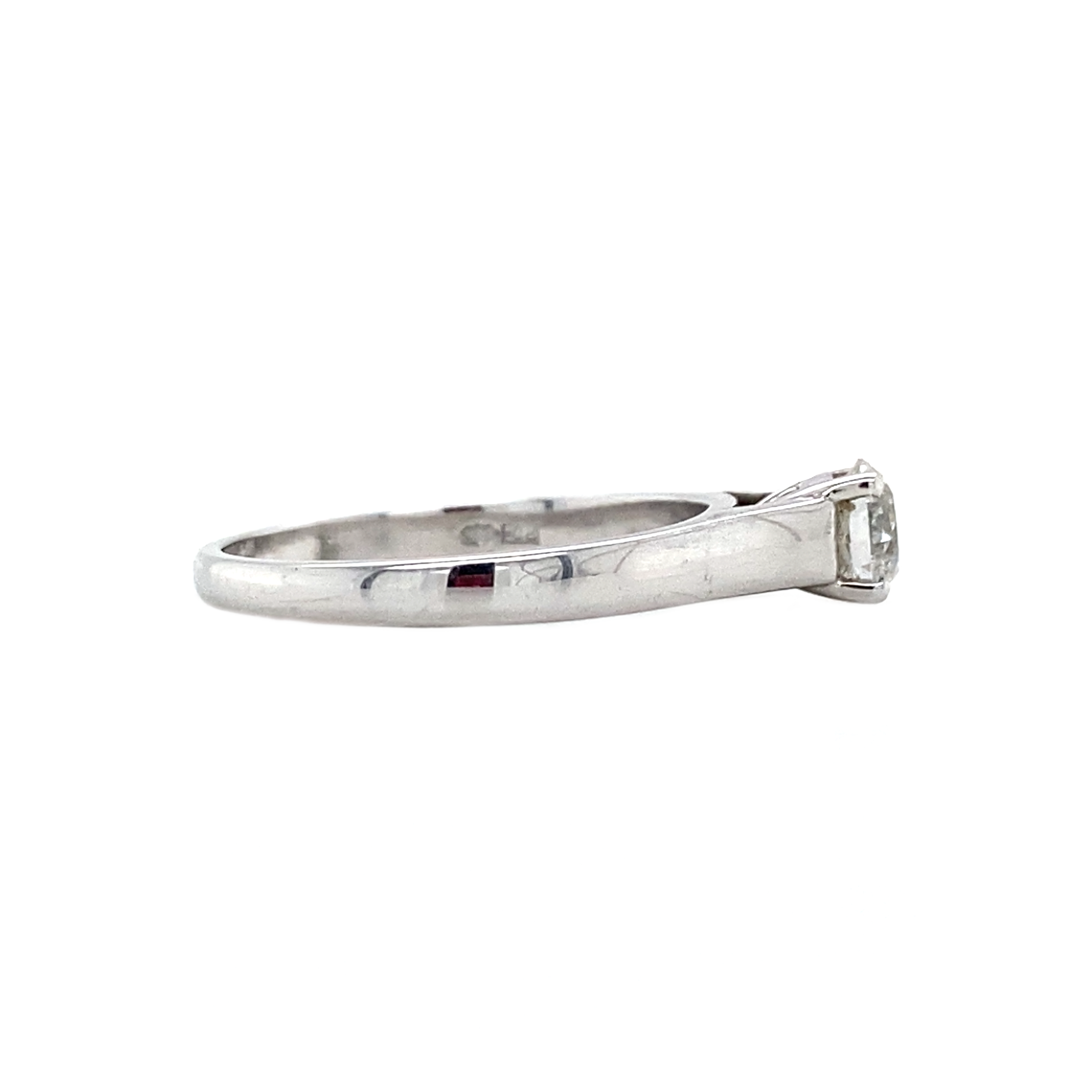 Witgouden vintage solitair ring met diamant 14 krt
