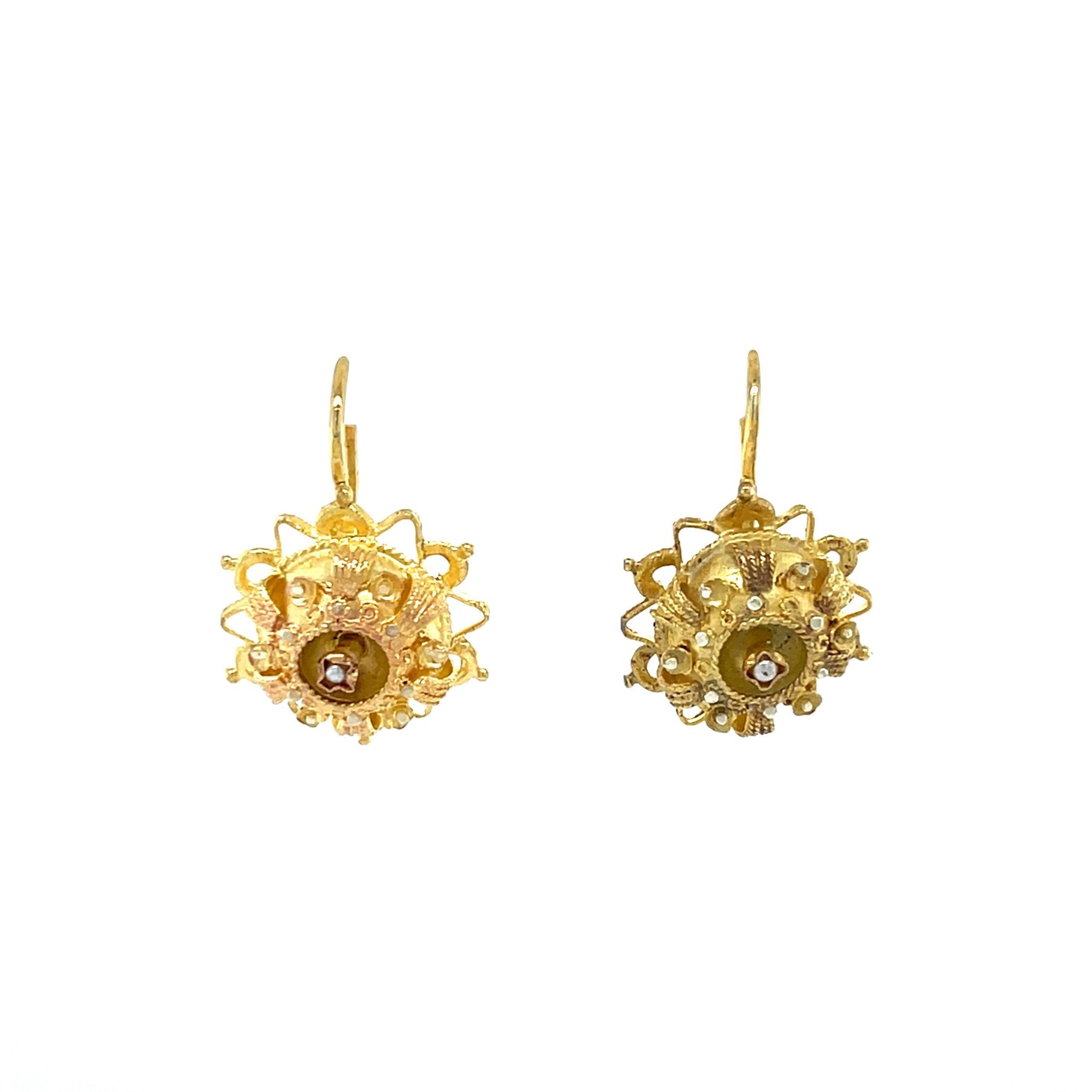 14 kt gold fantasy drop earrings with pearl