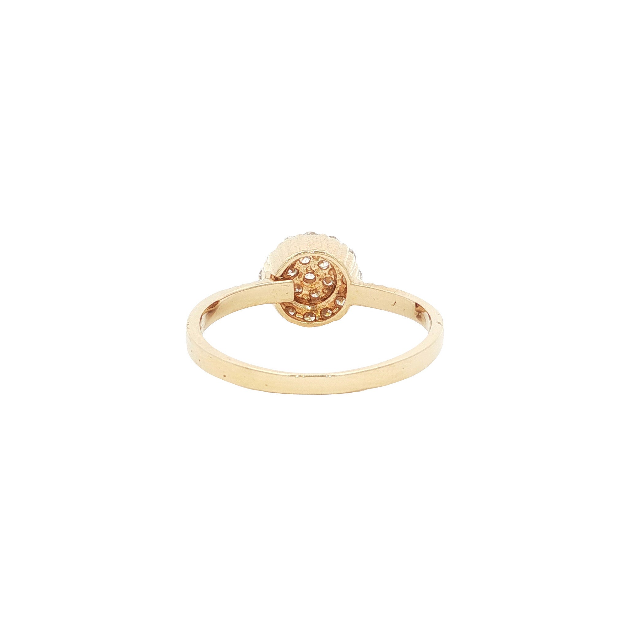 Gouden vintage entourage ring met diamant 14 kt