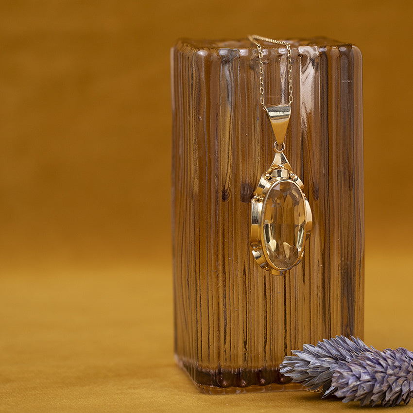 Gouden vintage hanger met citrien 14 kt