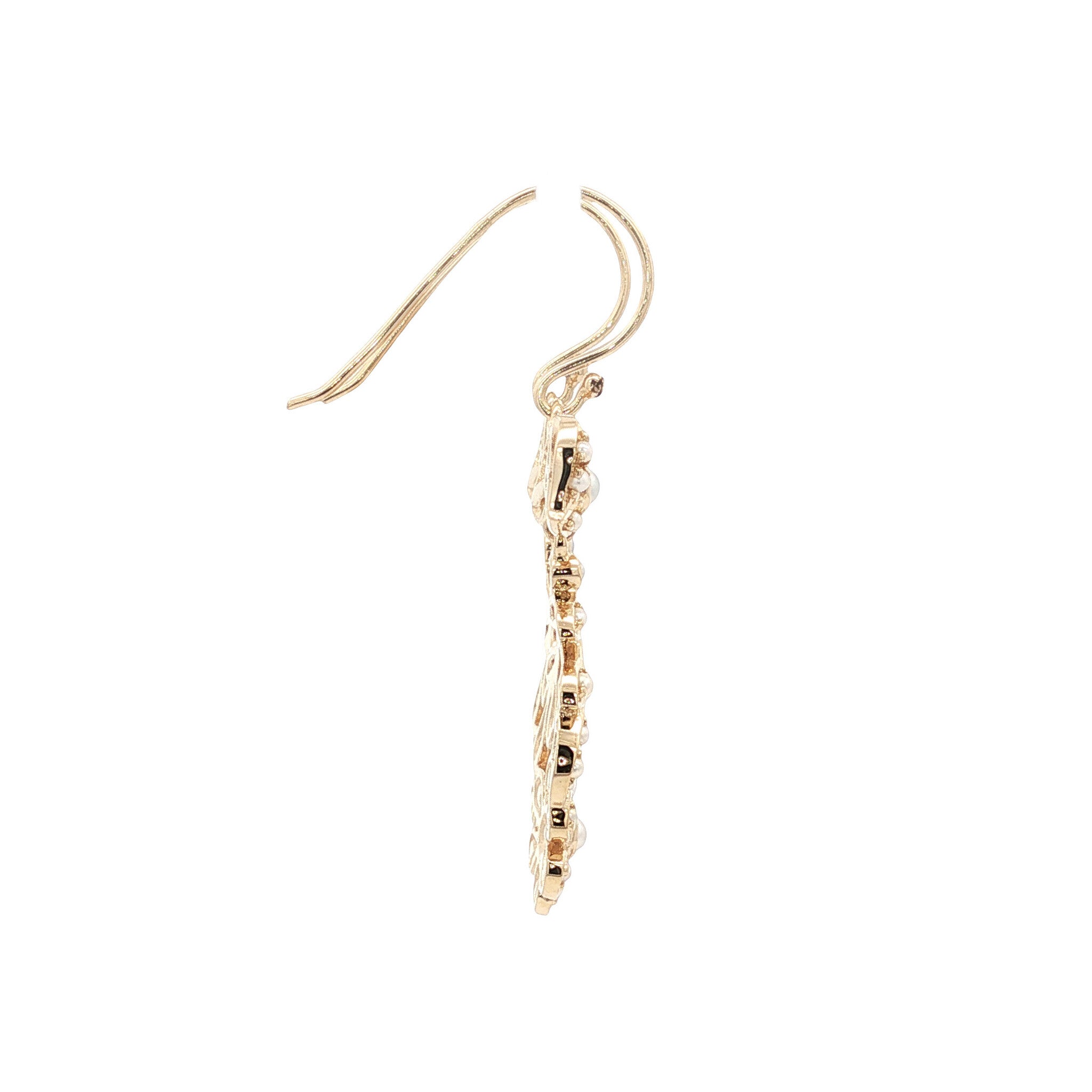 Gold earrings with pearl 14 kt