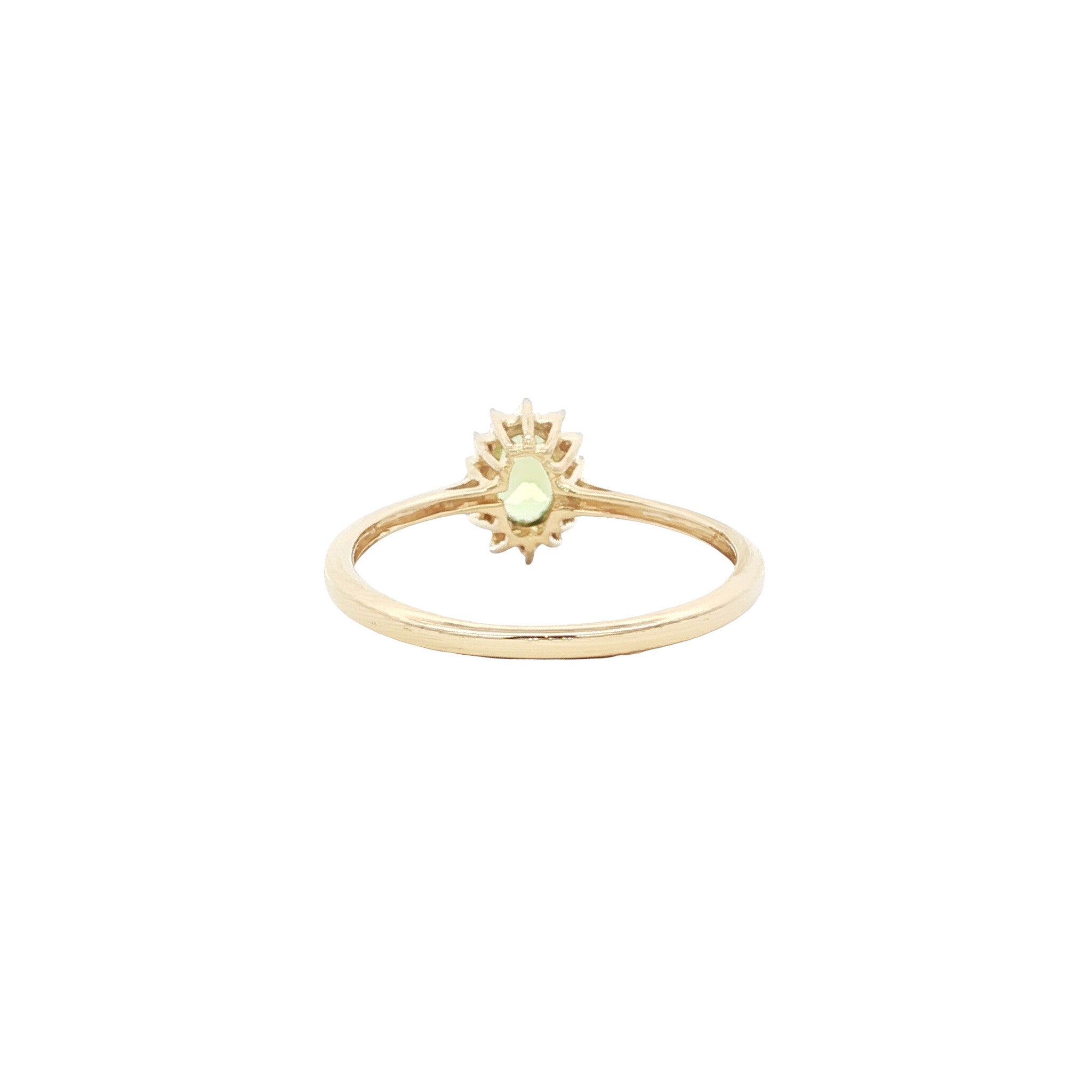 Ring met peridoot en diamant 9 kt