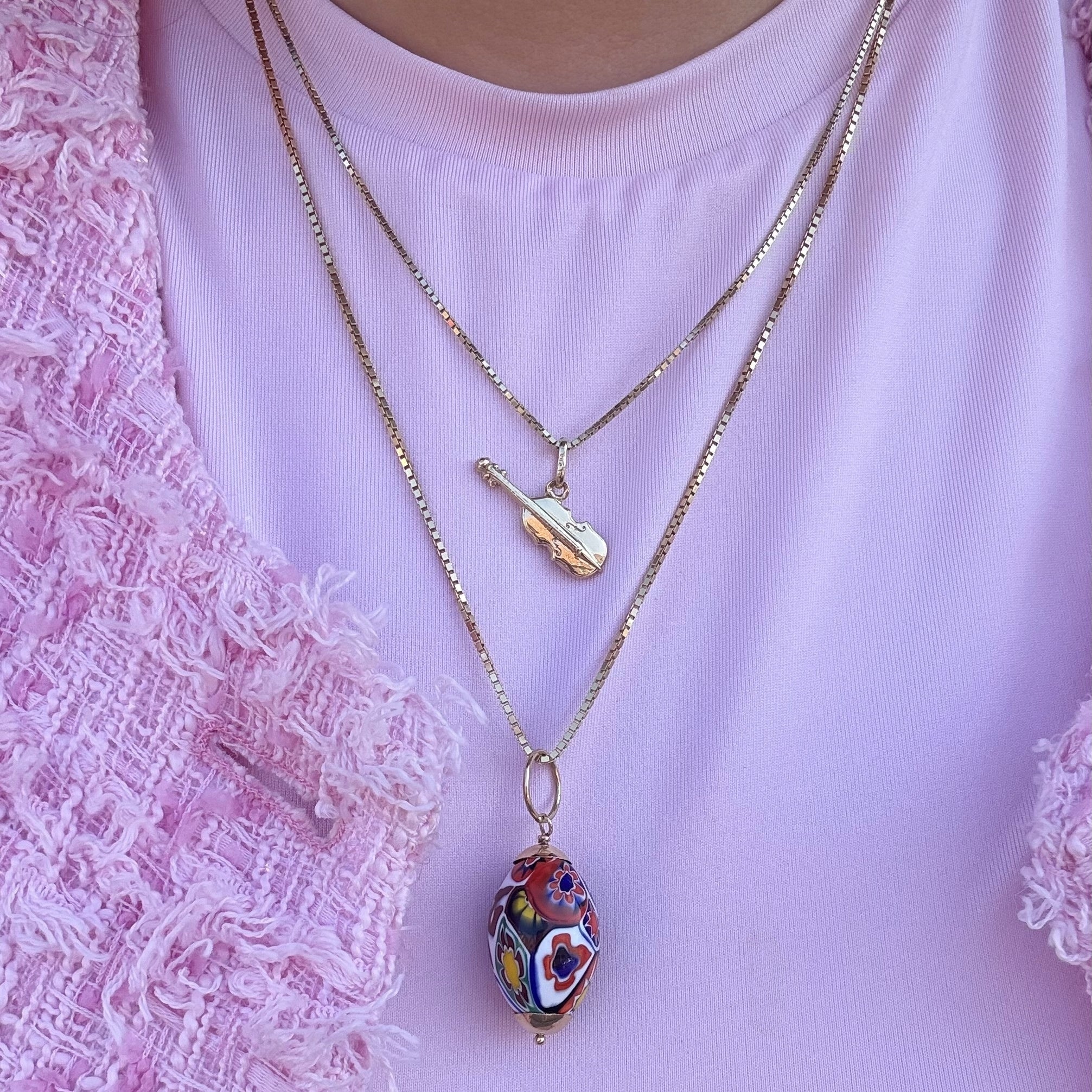 Vintage 14 kt gold pendant with millefiori