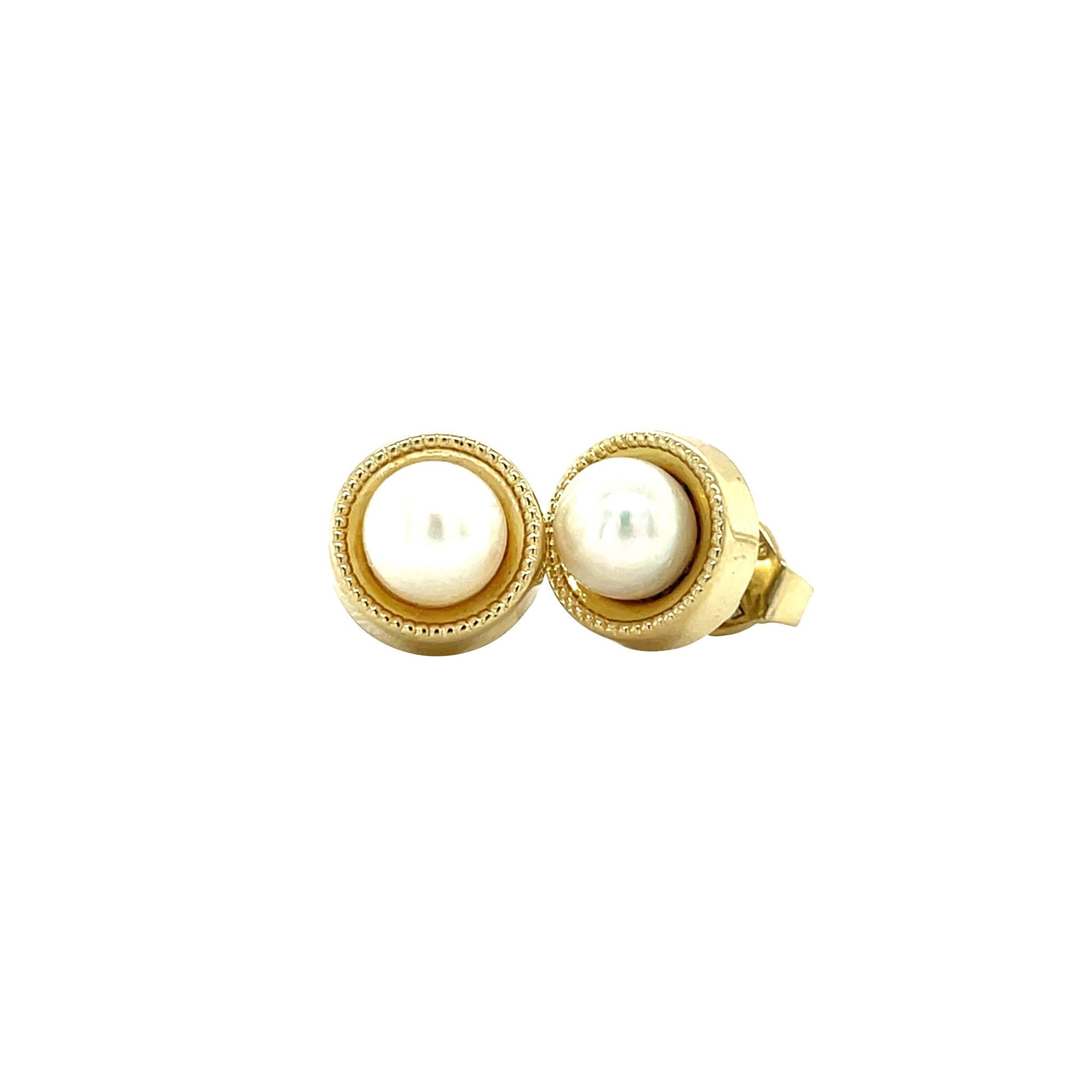 Vintage 14 kt gold stud earrings with pearl