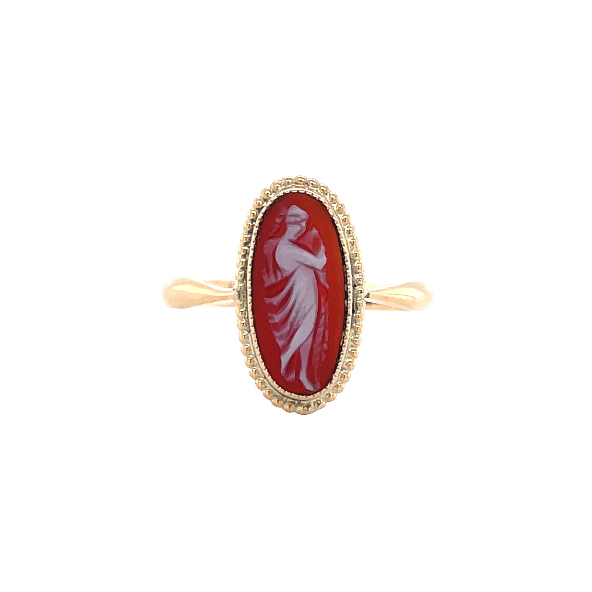 Golden vintage ring with sardonyx cameo 14 ct