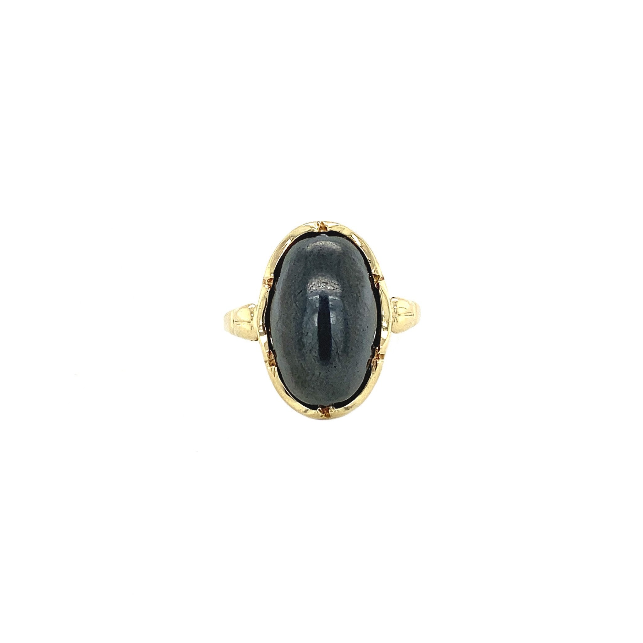 Gold ring with hematite 14 krt