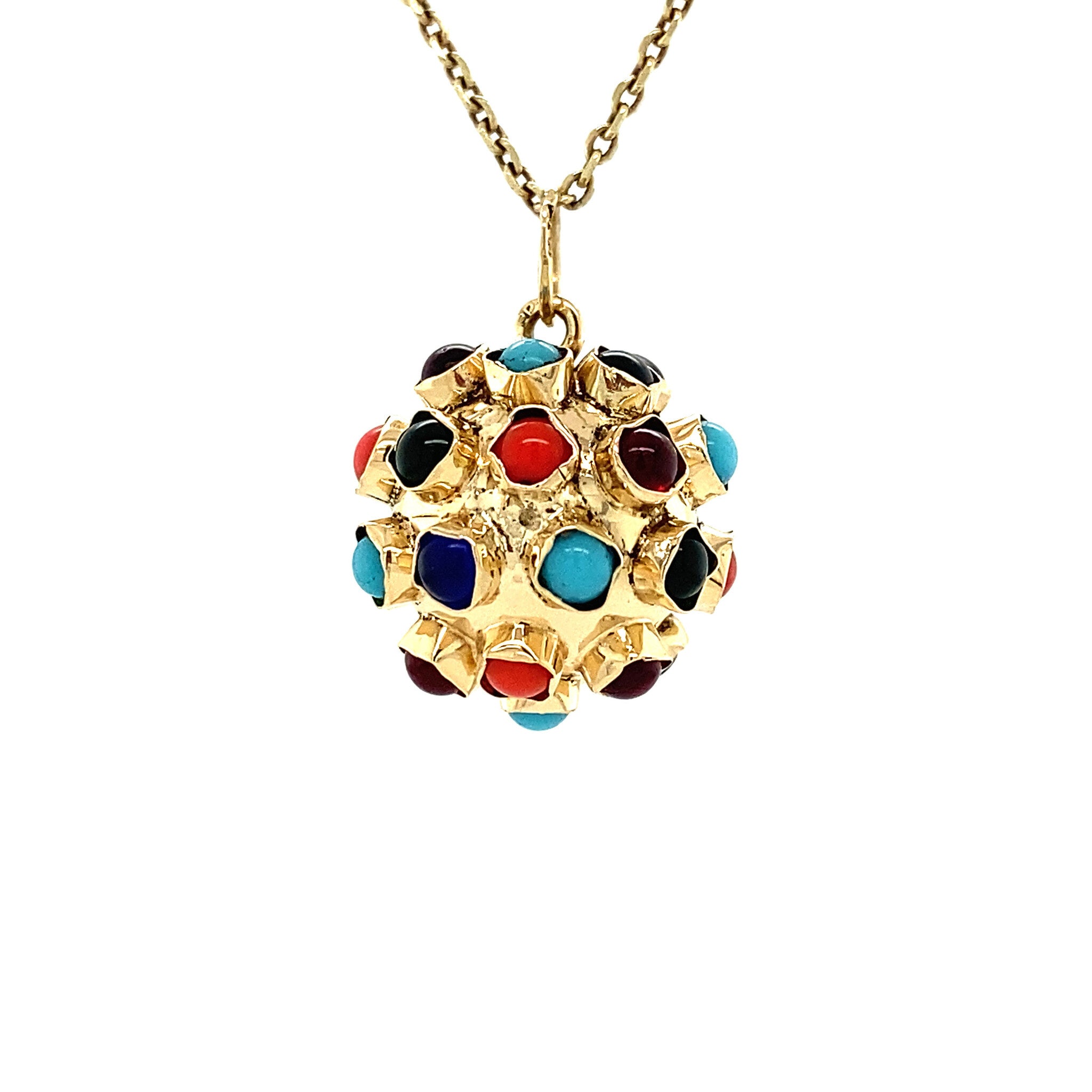 Gold cocktail pendant with glass stones 14 krt