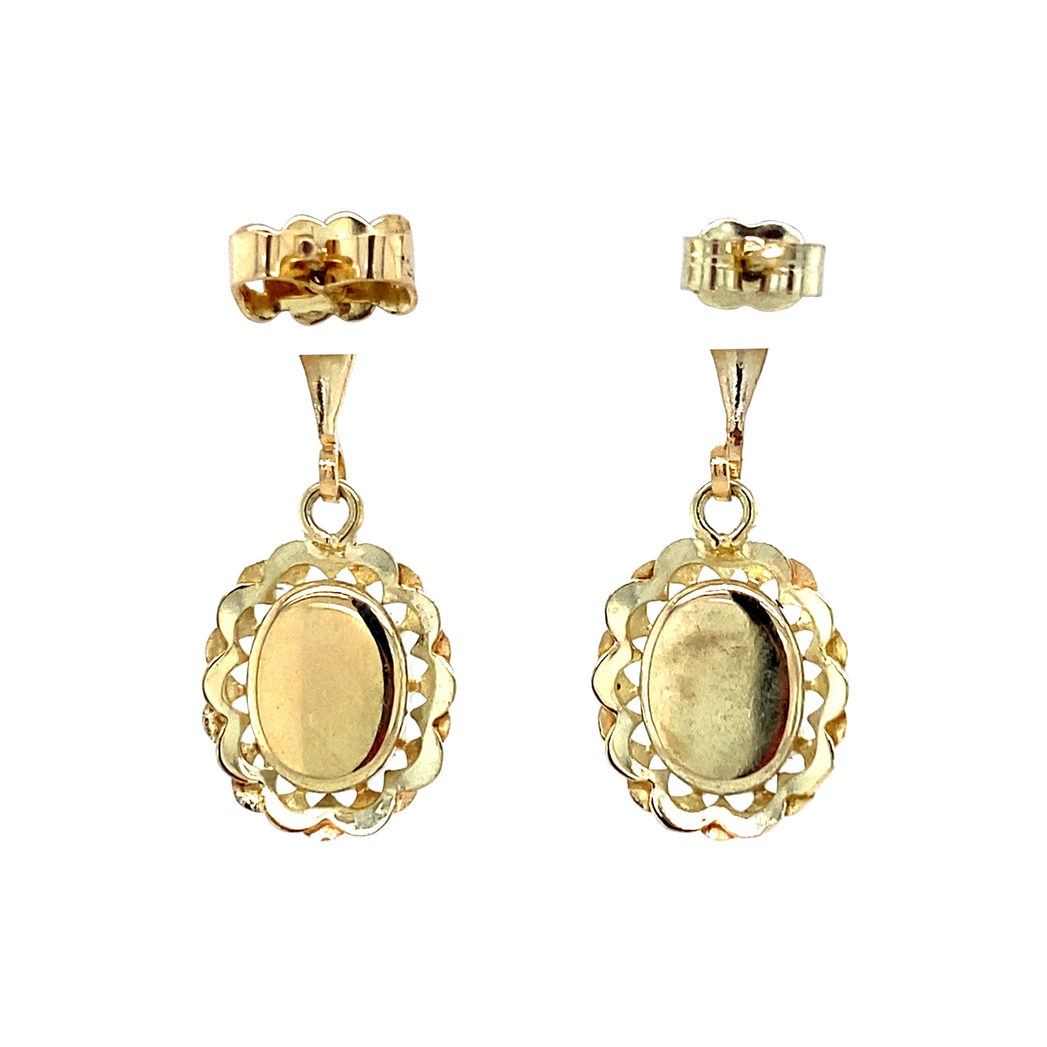 Gold earrings with cameo 14 crt