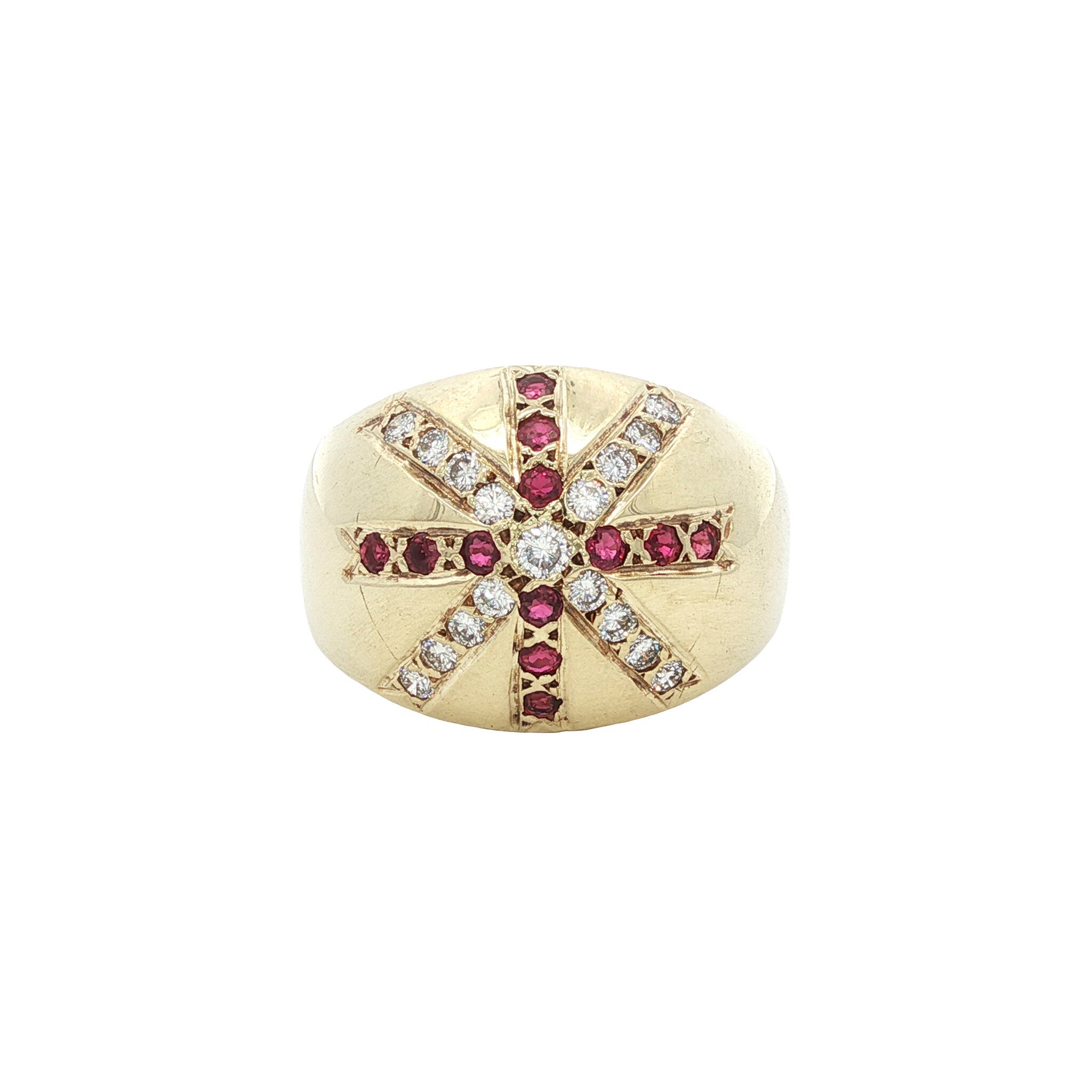 Gold ring with ruby and diamond 14 kt