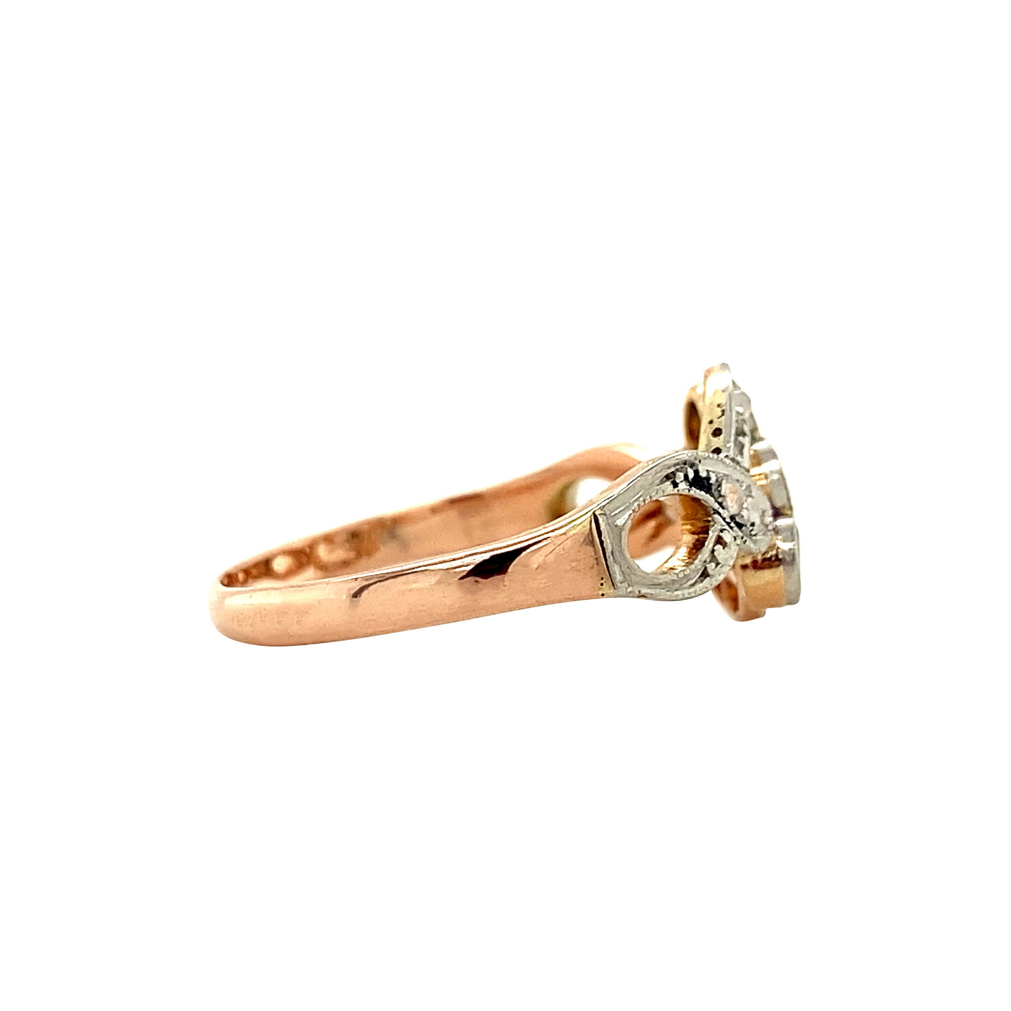 Roségouden ring met diamant 14 krt