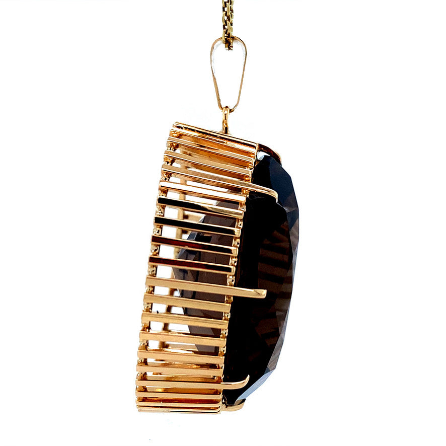 Gouden hanger met rookkwarts 14 krt