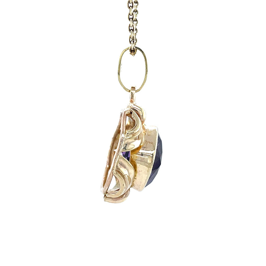 Vintage hanger met amethist 9 krt