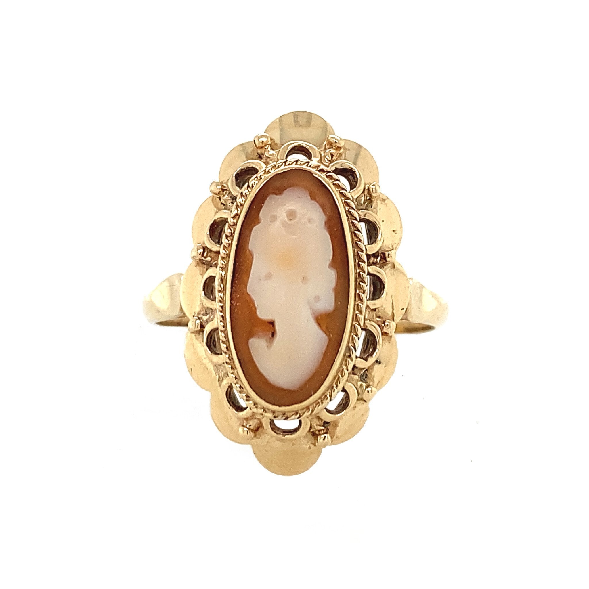 Gold ring with cameo, 14 kt