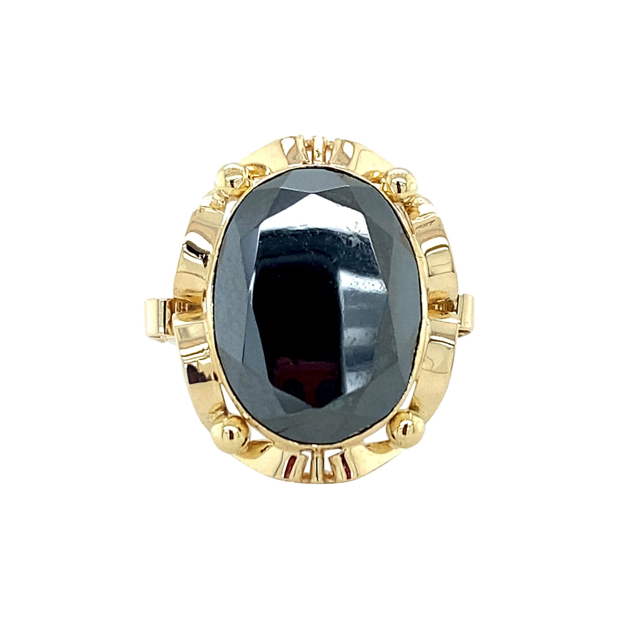 Gold ring with hematite 14 kt