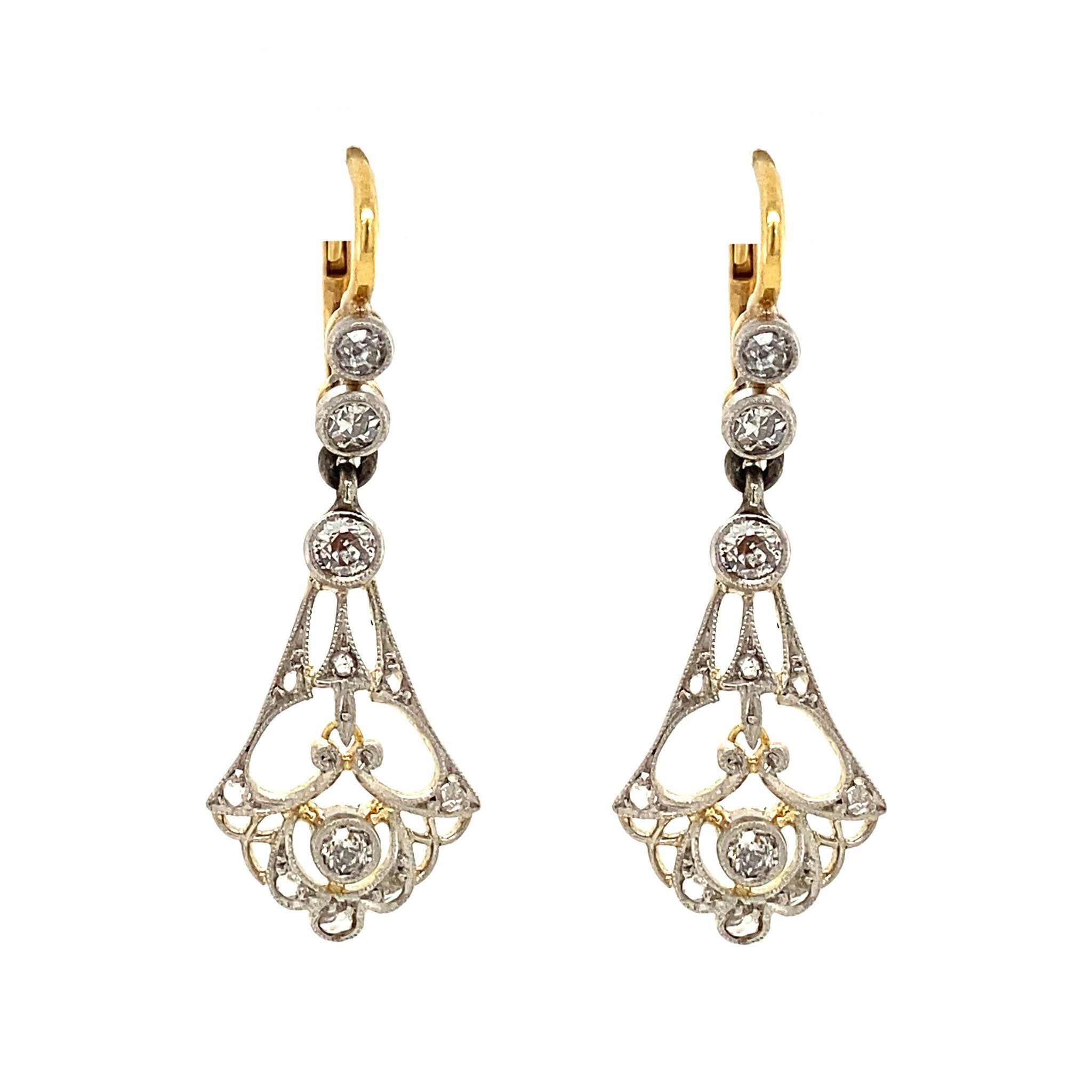 Gold earrings with diamond 14 kt/950