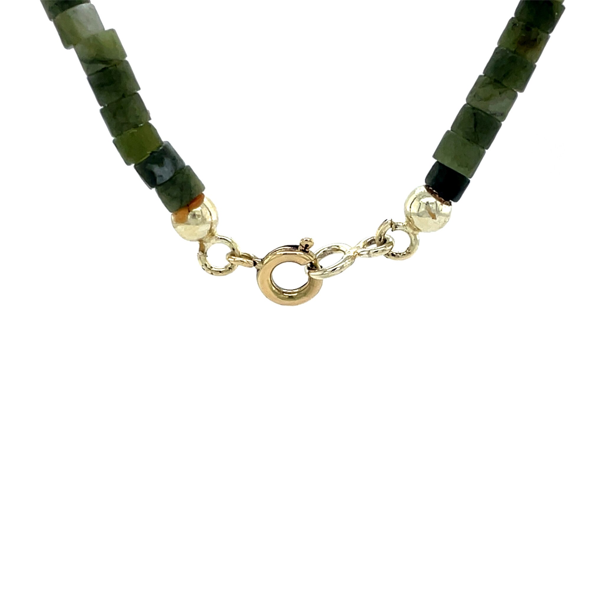 Vintage jade necklace with gold clasp 14 kt