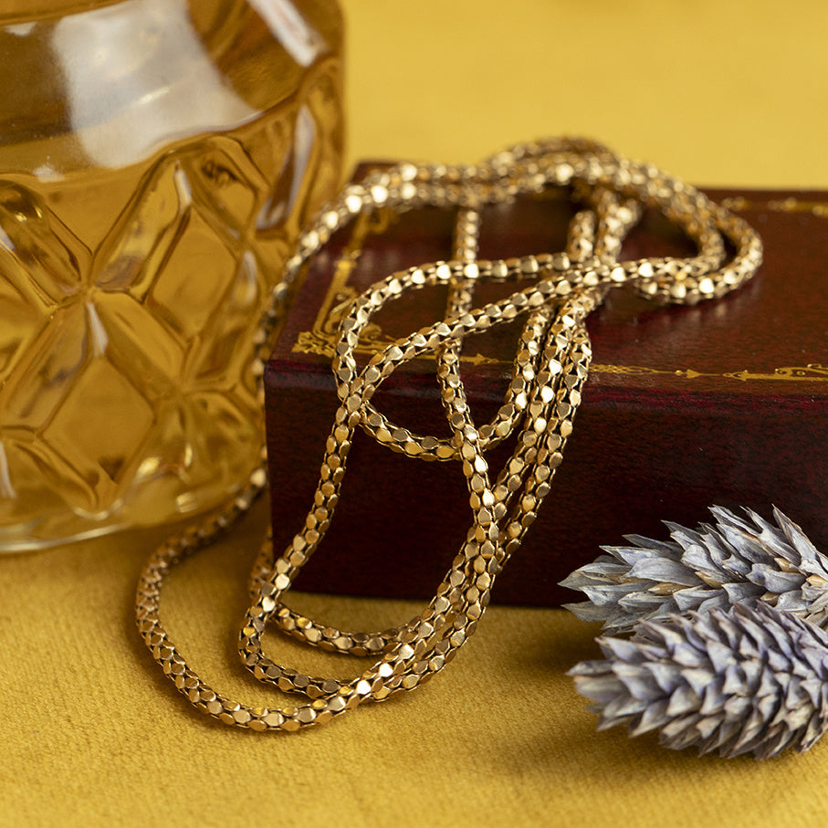 Vintage 18 kt gold popcorn necklace