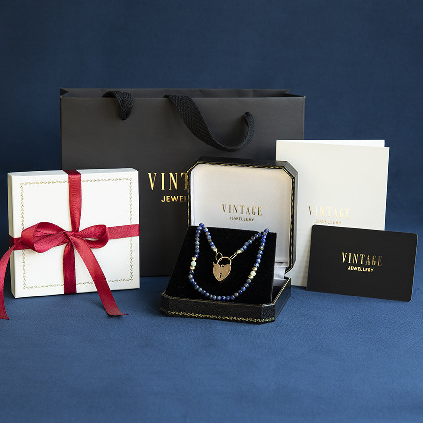 Vintage turquoise necklace with gold clasp 14 kt