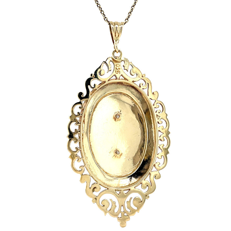 Gouden vintage hanger met diamant 14 krt