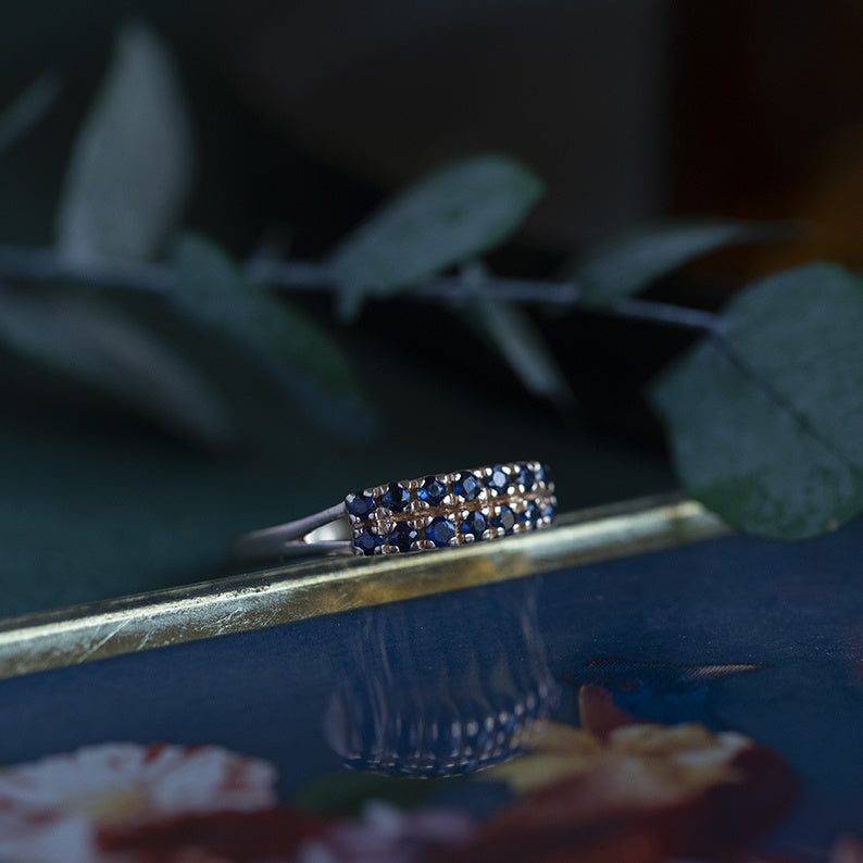Gouden ring met saffier 14 krt