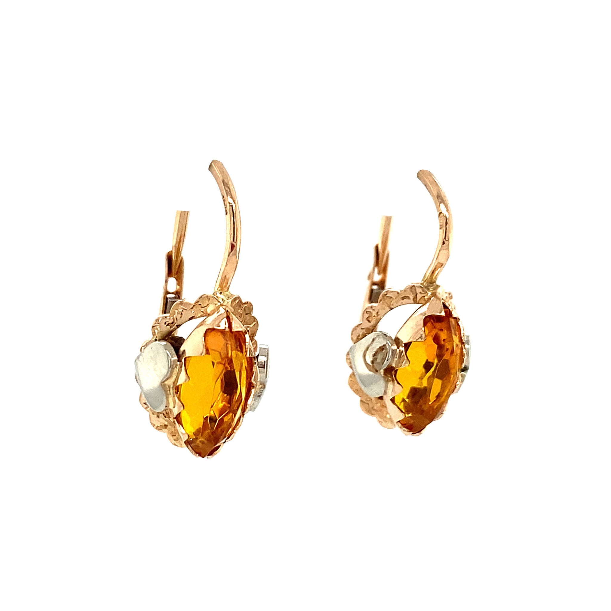 14 kt gold earrings with yellow topaz
