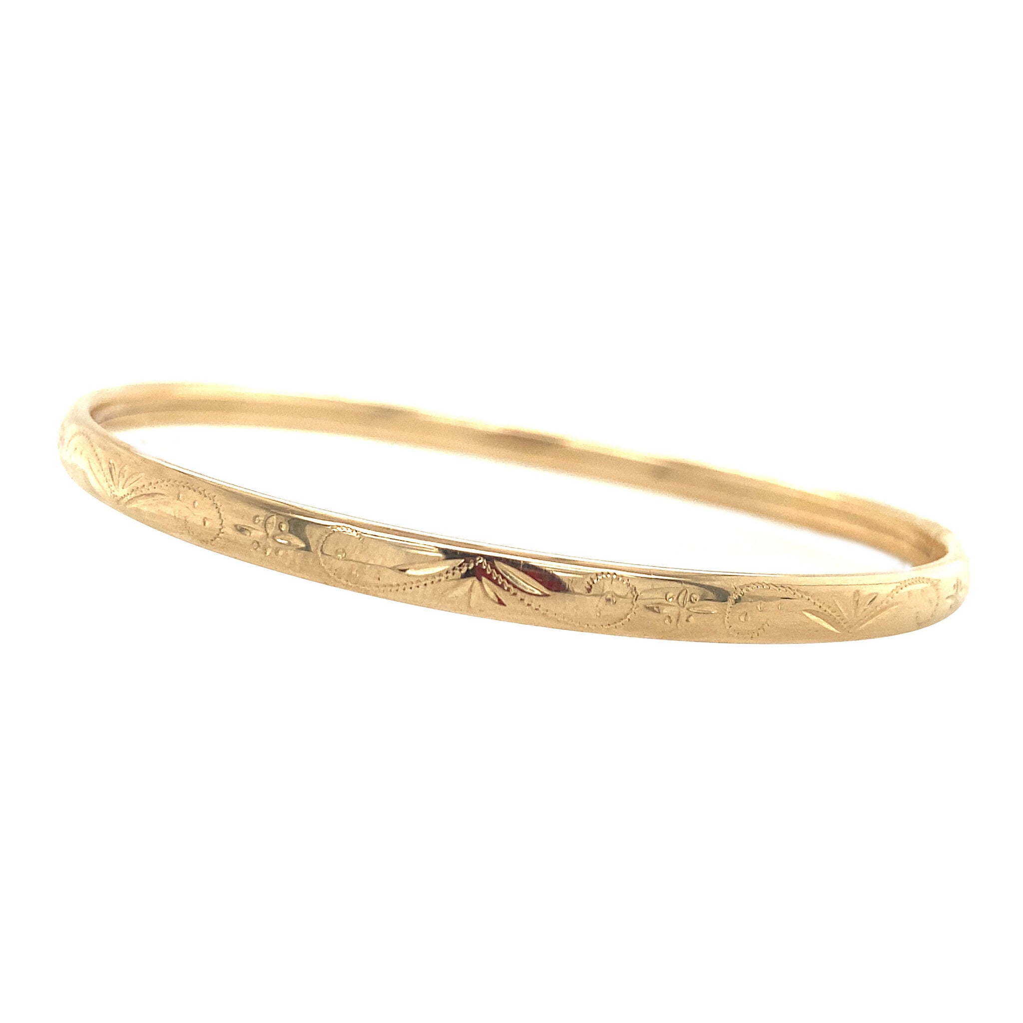 Gouden bangle met gravure 14 krt