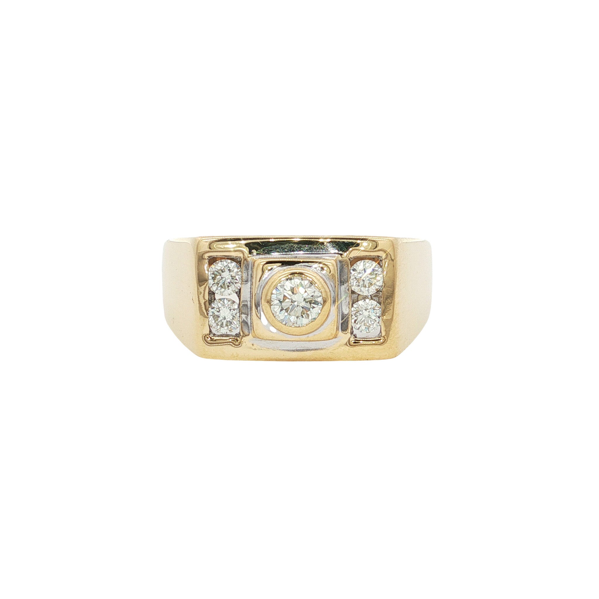 Gouden vintage ring met diamant 14 kt