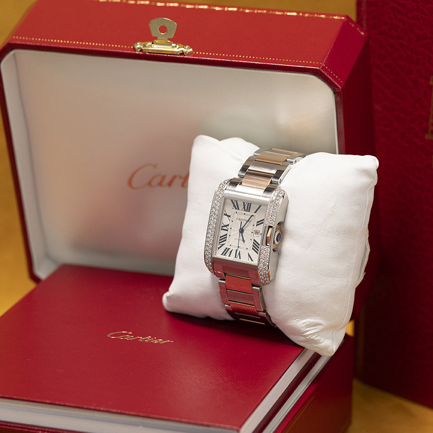 Vintage Cartier Tank Anglaise watch 18 kt