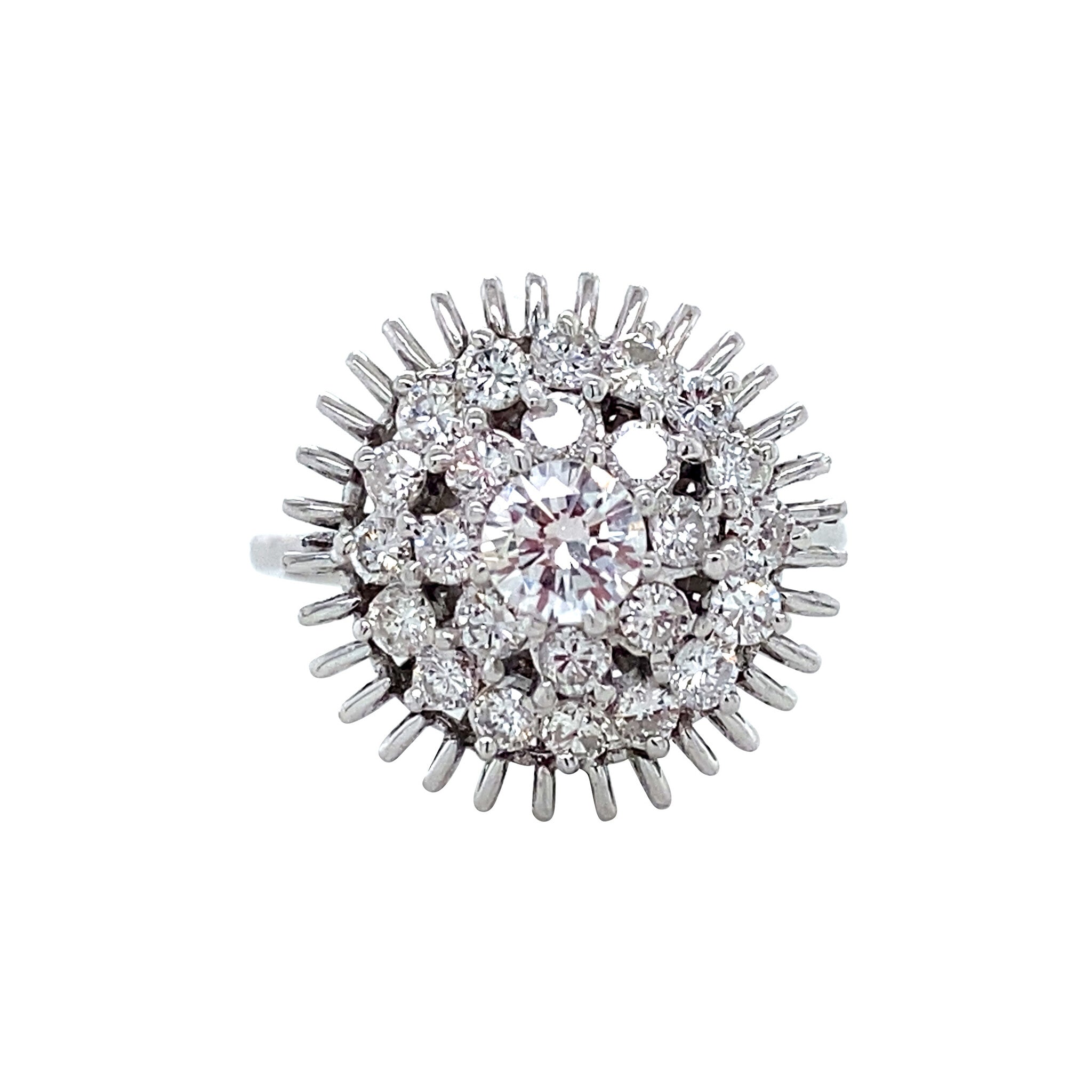 Witgouden vintage dubbele entourage ring met diamant 18 krt