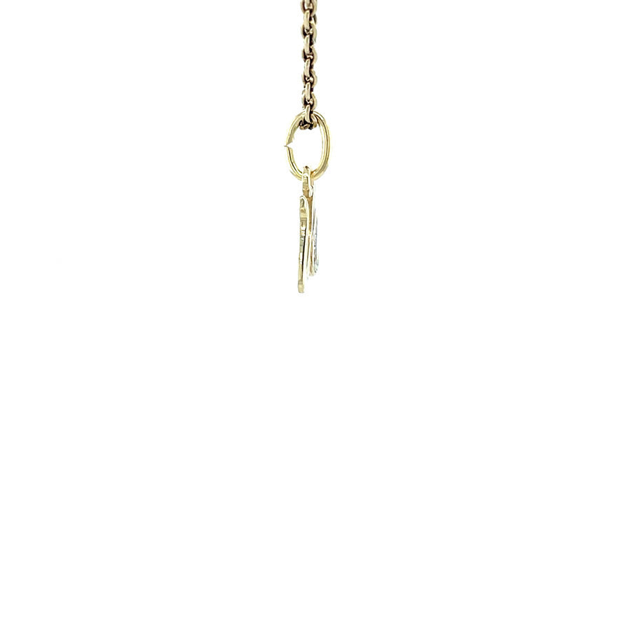 Golden letter U pendant with diamond 14 kt