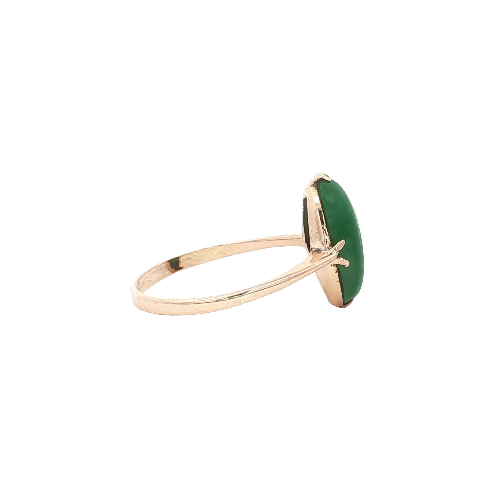 Vintage rose gold ring with jade, 10 kt