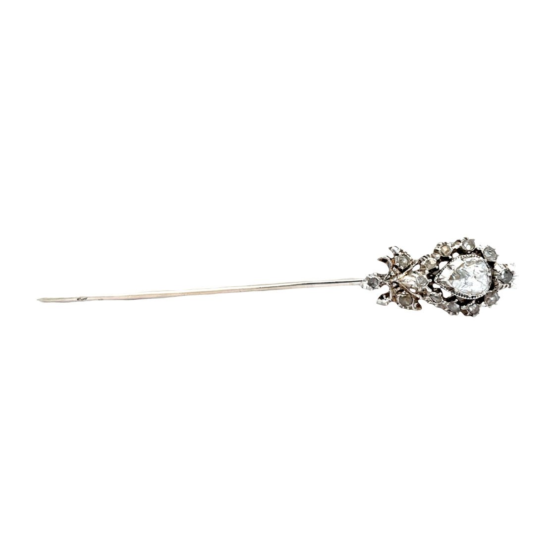 Silver vintage brooch with rose-cut diamond 835