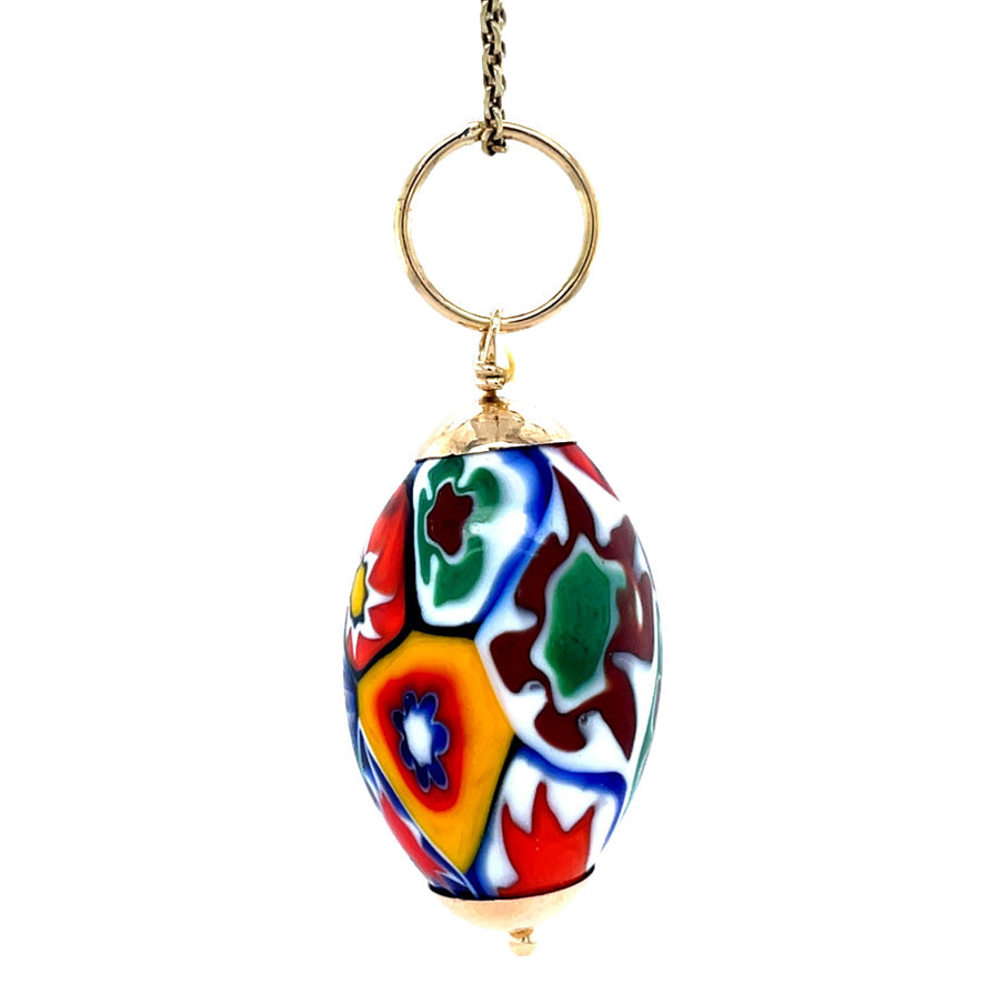 Gouden vintage hanger met millefiori 14 krt
