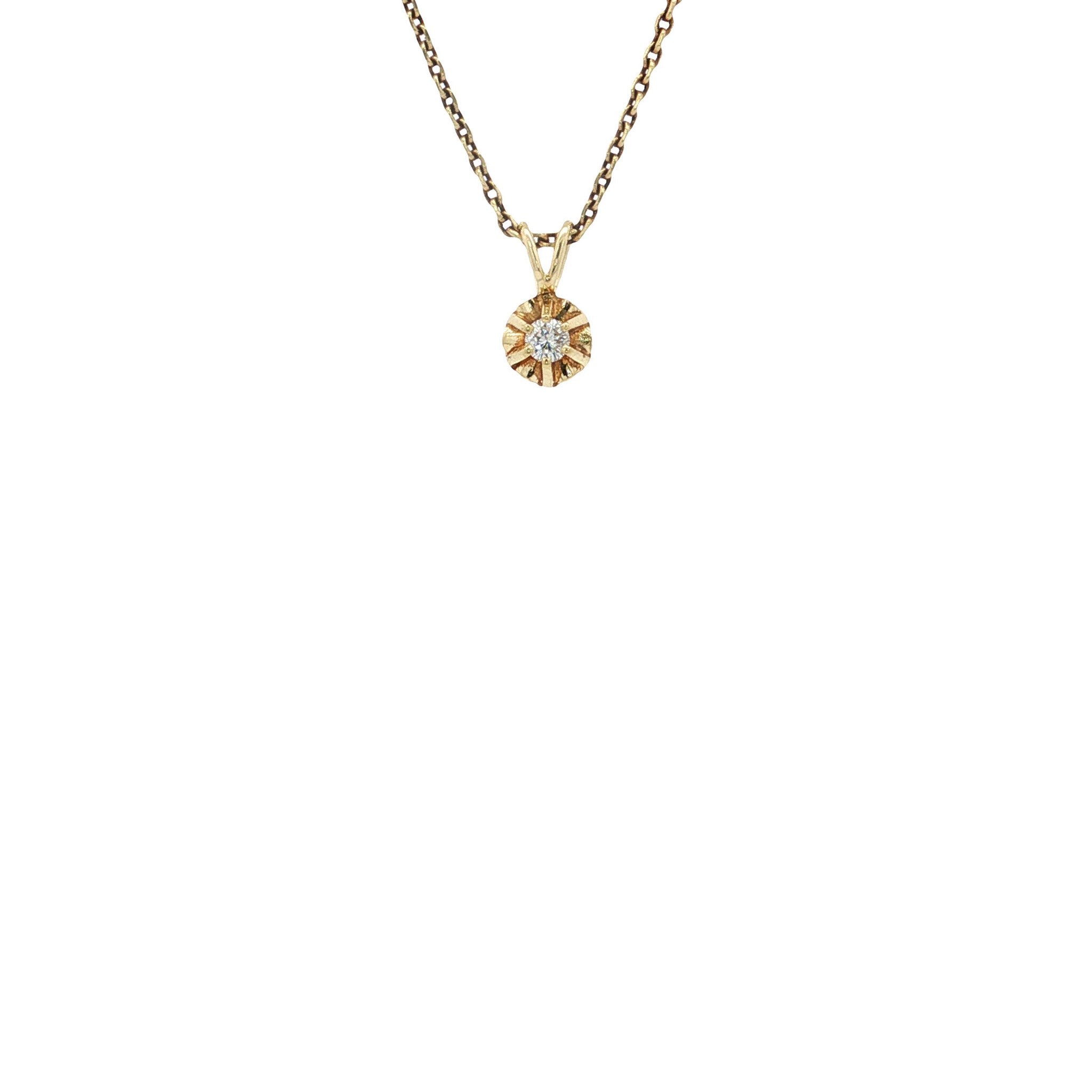 Gouden vintage solitair hanger met diamant 14 kt