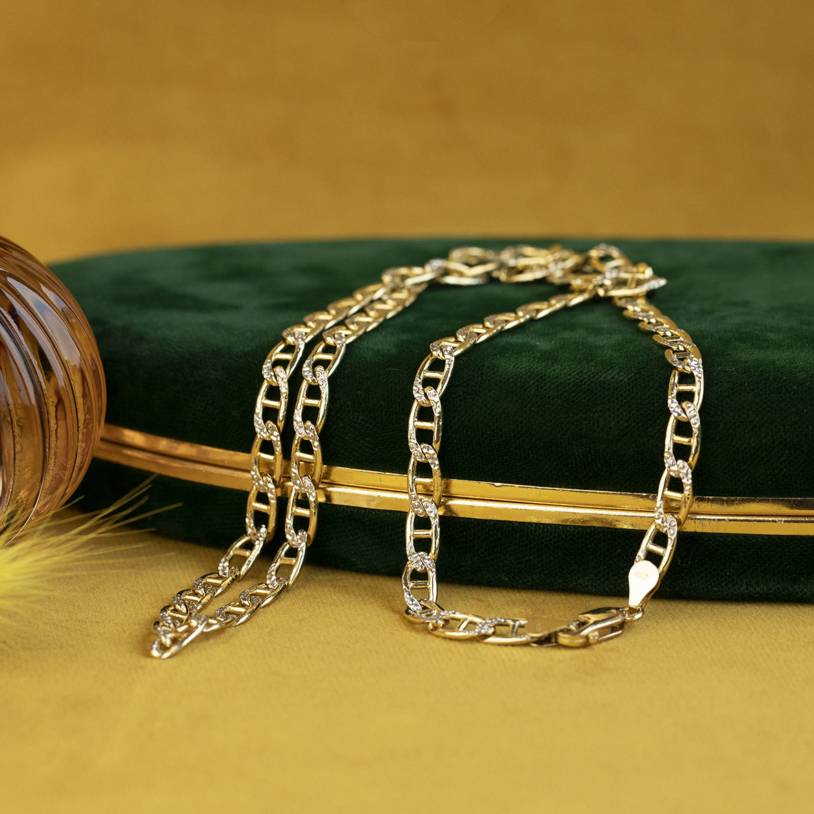 Bicolour gouden fantasie collier 14 krt