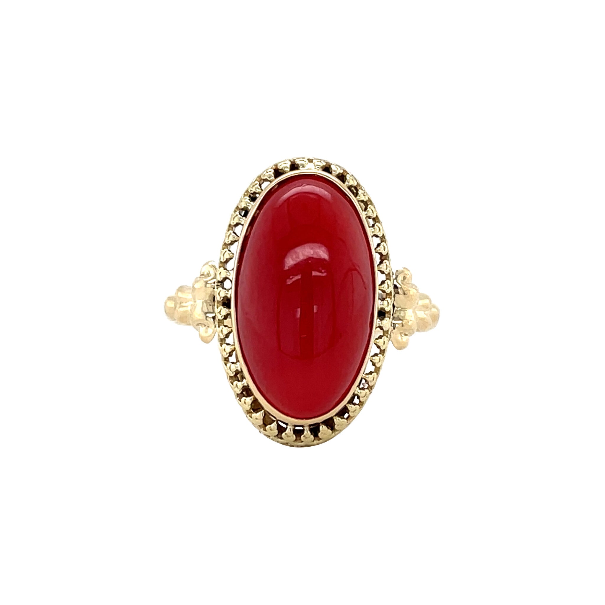 Gold vintage ring with blood coral 14 kt