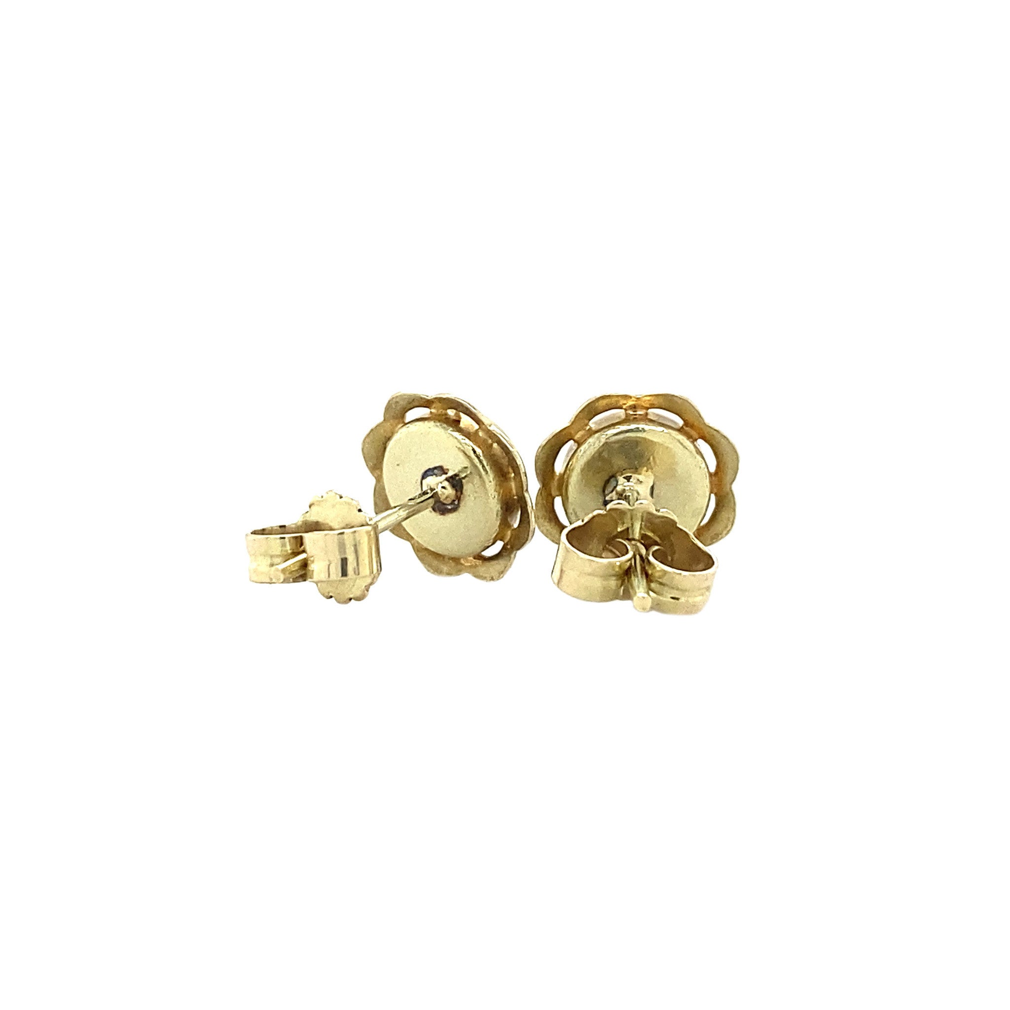 14 kt gold stud earrings with blood coral
