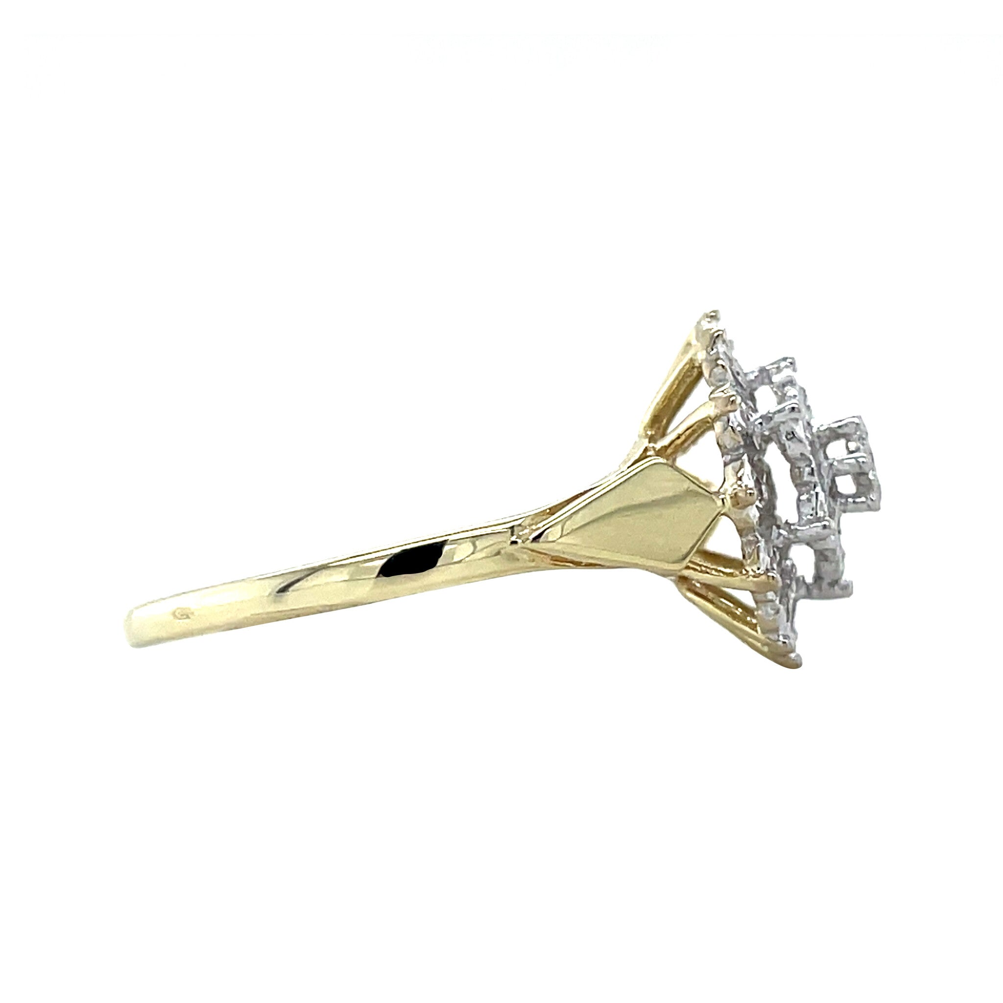 Gold vintage double halo ring with diamond 14 krt