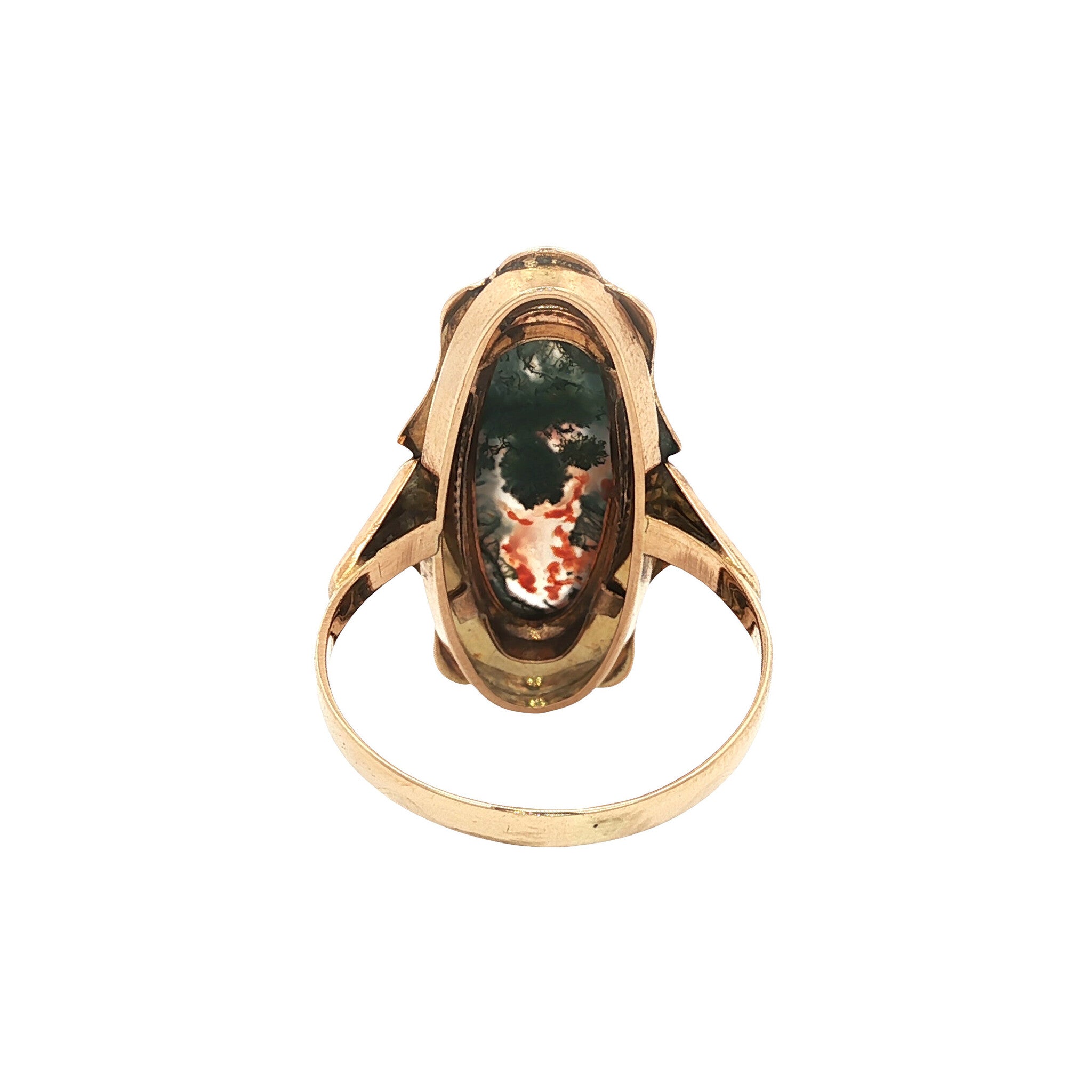 Gouden ring met mosagaat 14 kt