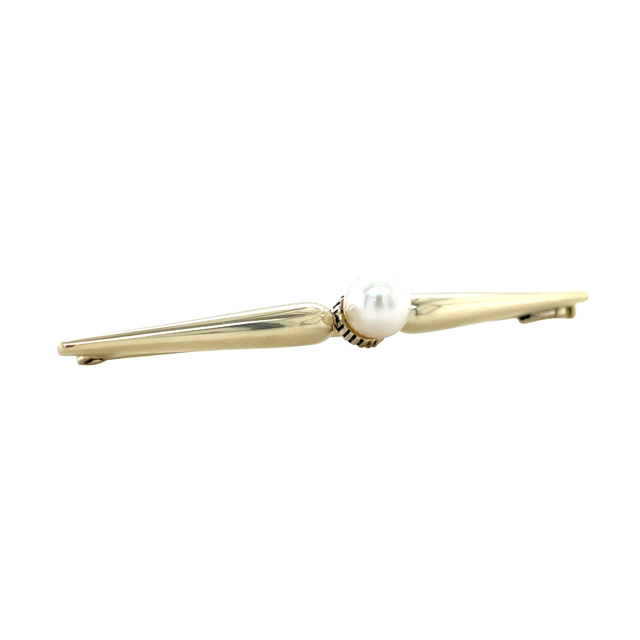 Vintage 14 kt gold brooch with pearl
