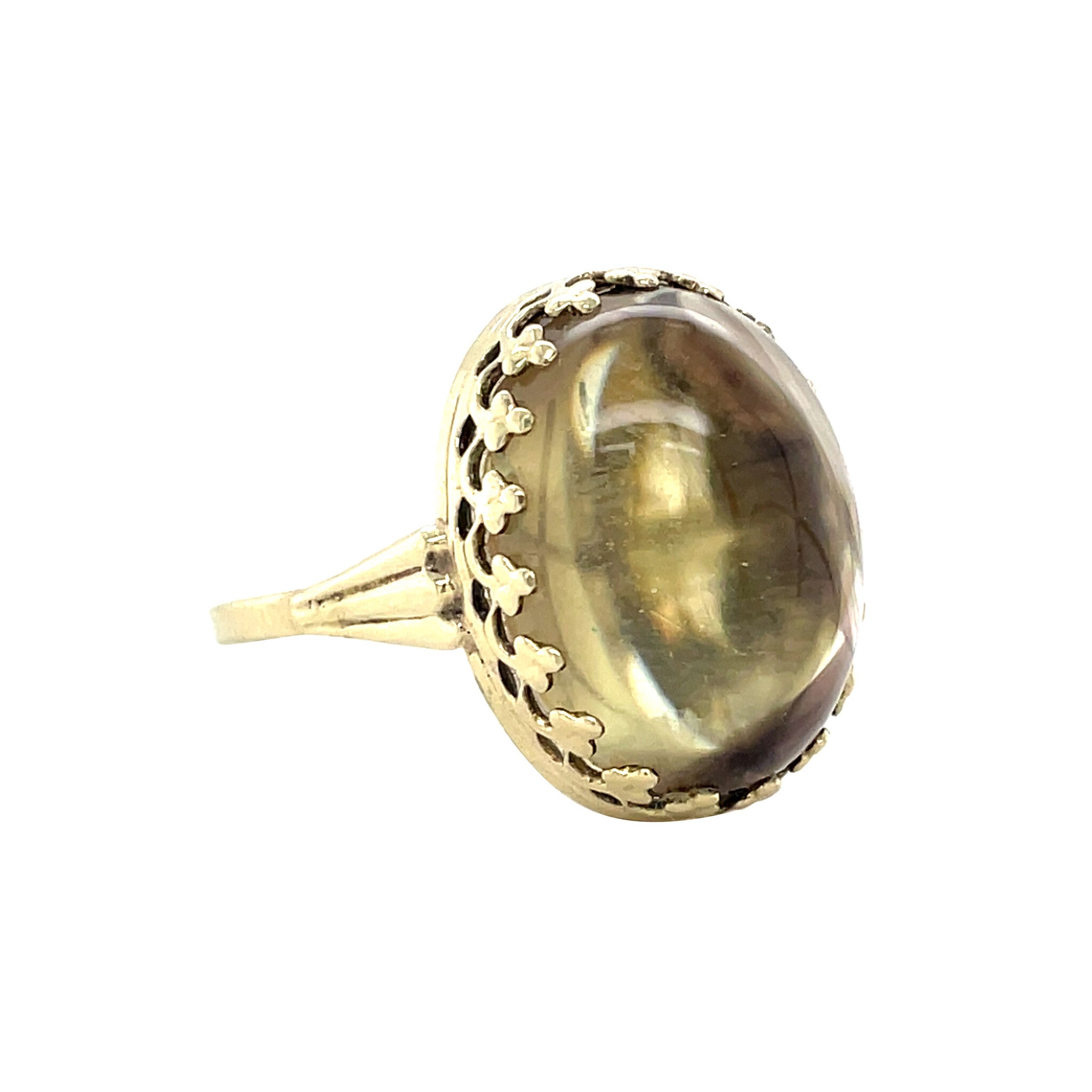 Vintage ring met cairngormkwarts 8 krt