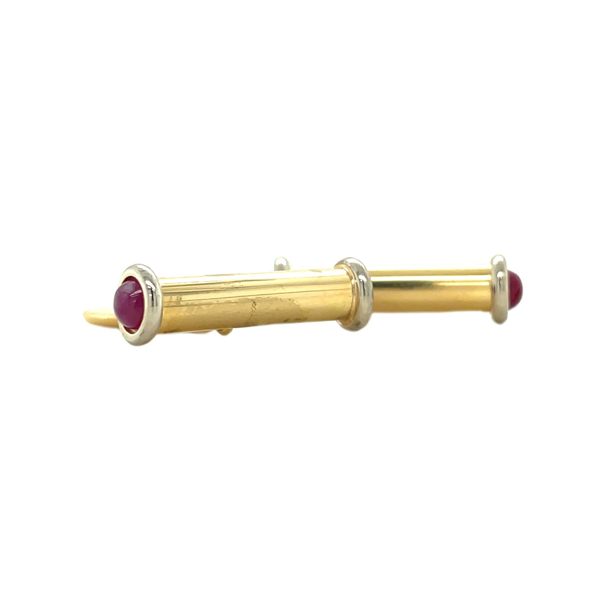 Vintage gold cufflinks with ruby, 18 kt