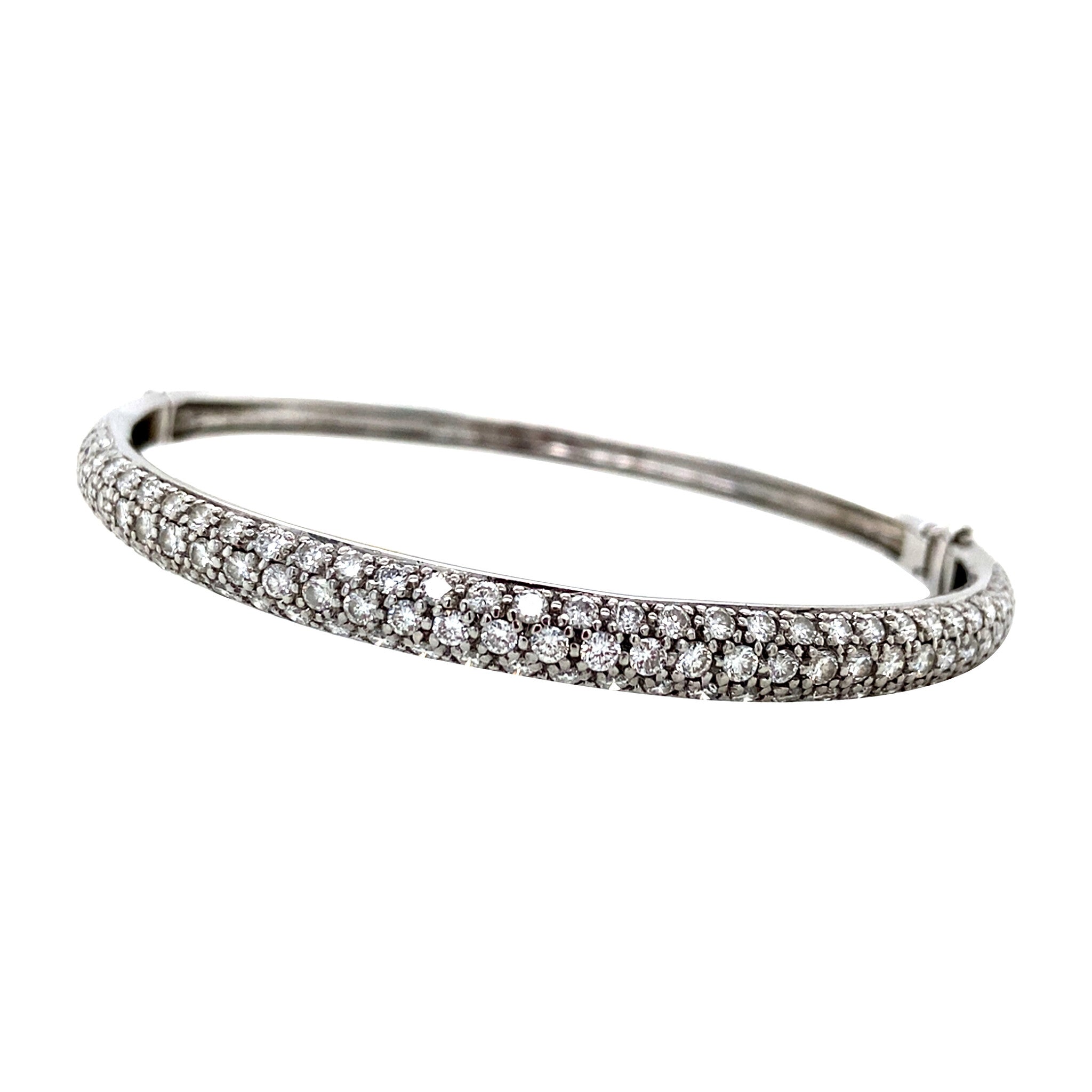 Witgouden vintage bangle met diamant 18 krt