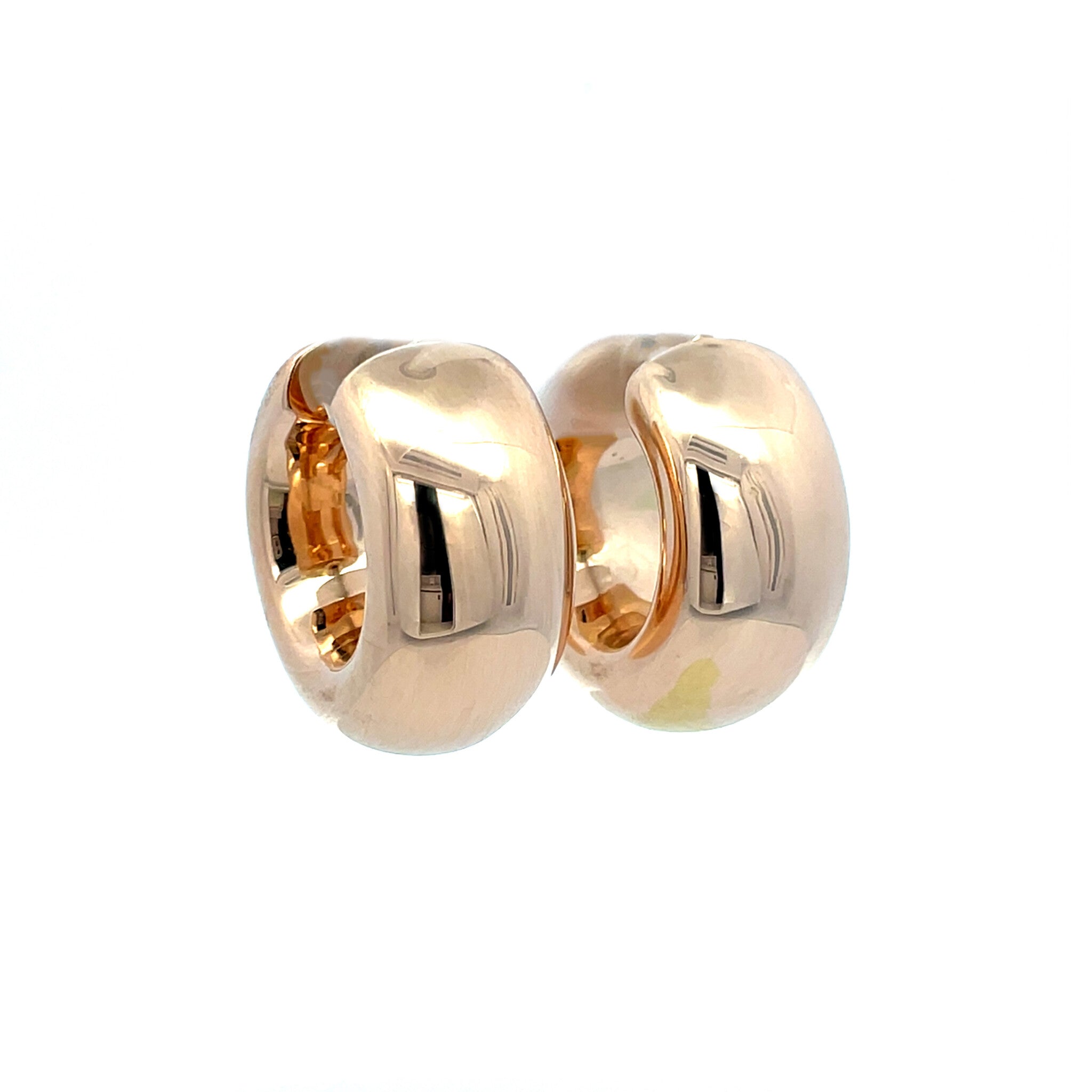 Vintage rose-gold smooth hoop earrings, 14 kt
